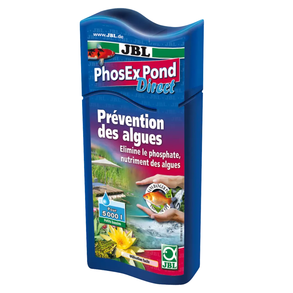 Pour une eau de bassin adaptée aux poissons et aux plantes : élimination fiable du phosphate, nutriment des algues, de l'eau du bassin.