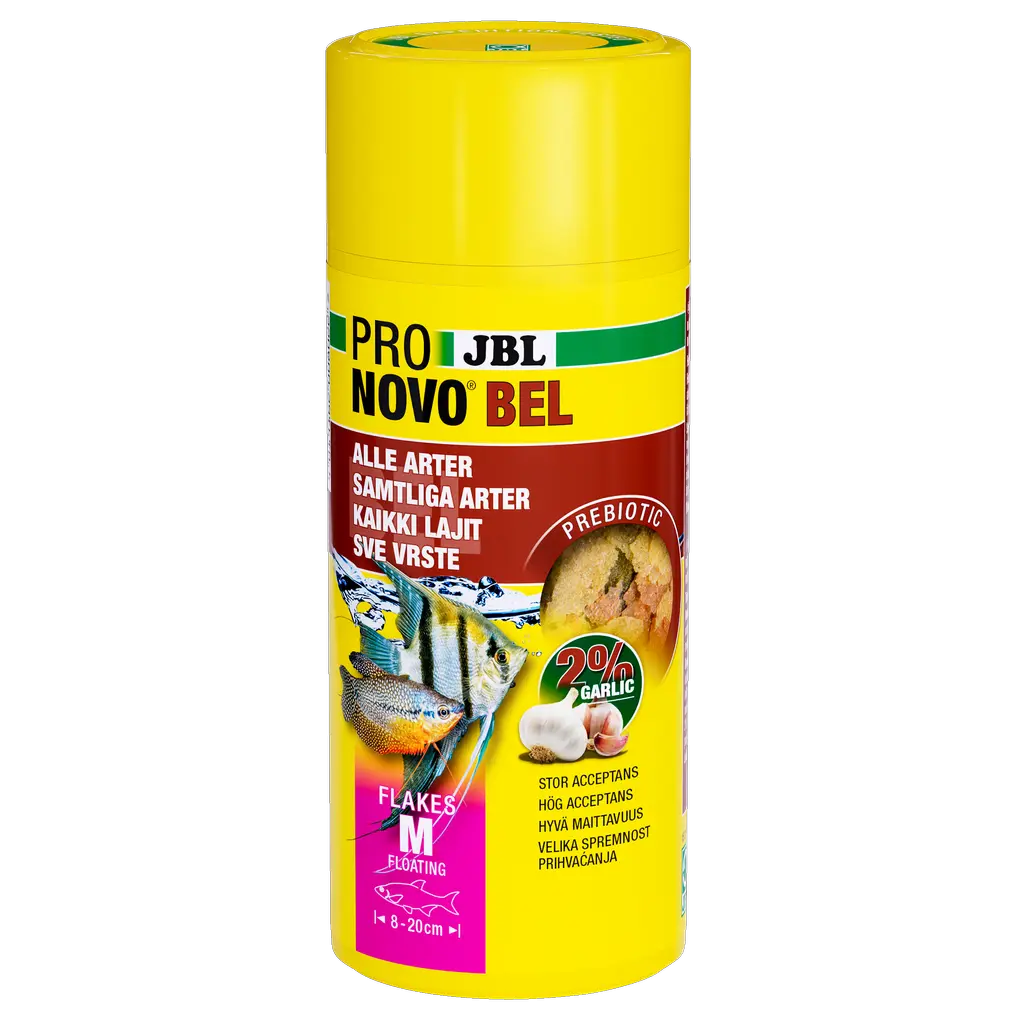 Prebiotic aquarium fish food with garlic: Special fibre in the food provides the beneficial intestinal bacteria with nourishment for healthy digestion.