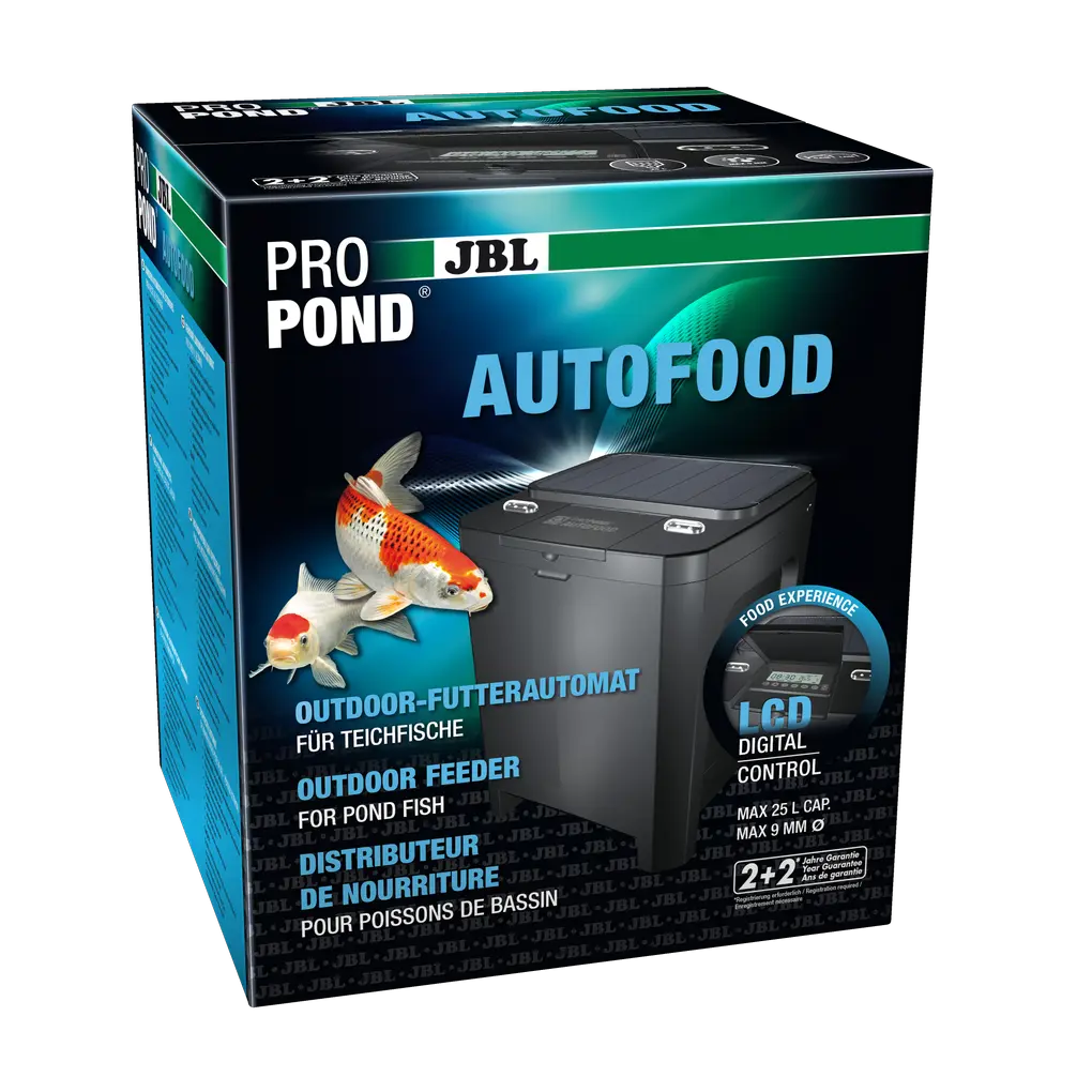 Feed your pond fish independently of the power supply, with exactly the right amount of food, reliably up to 24 times a day (e.g. for young fish). For all JBL pond food types or other foods up to 9 mm