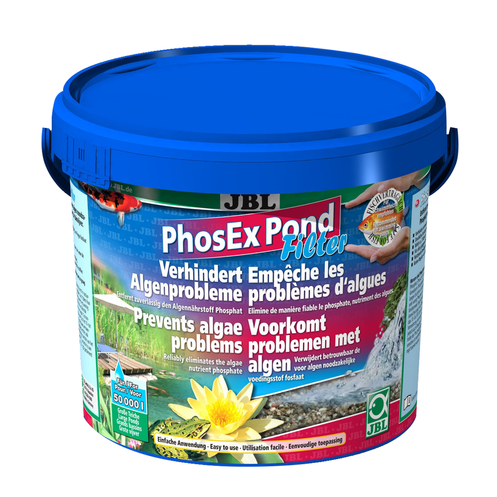 For fish- and plant-friendly pond water: Granules for pond filters for reliable removal of phosphate, an algae nutrient, from pond water.