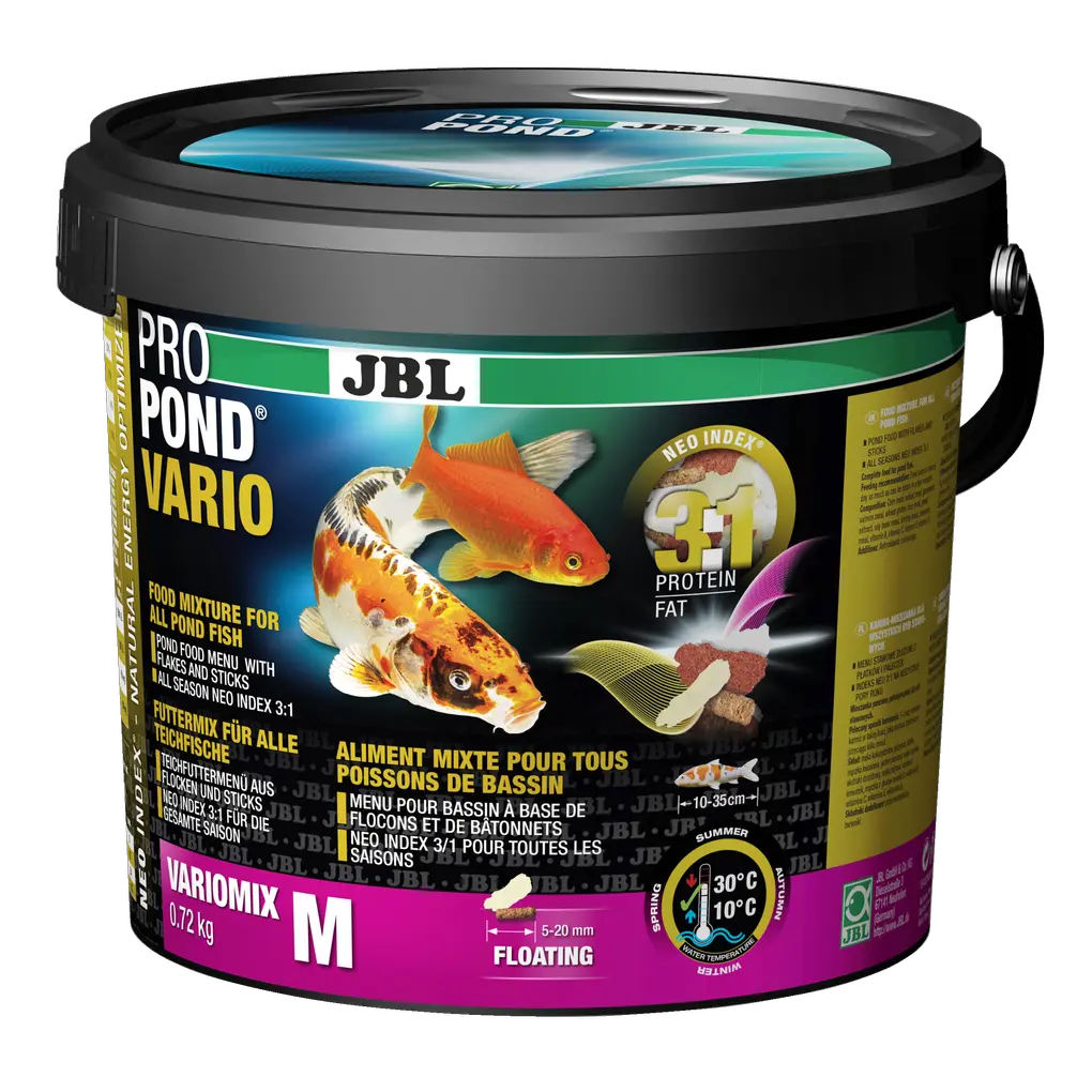 Complete feed with the correct protein-fat ratio of 3:1 according to the NEO Index, which takes into account water temperature, function, animal size and age.