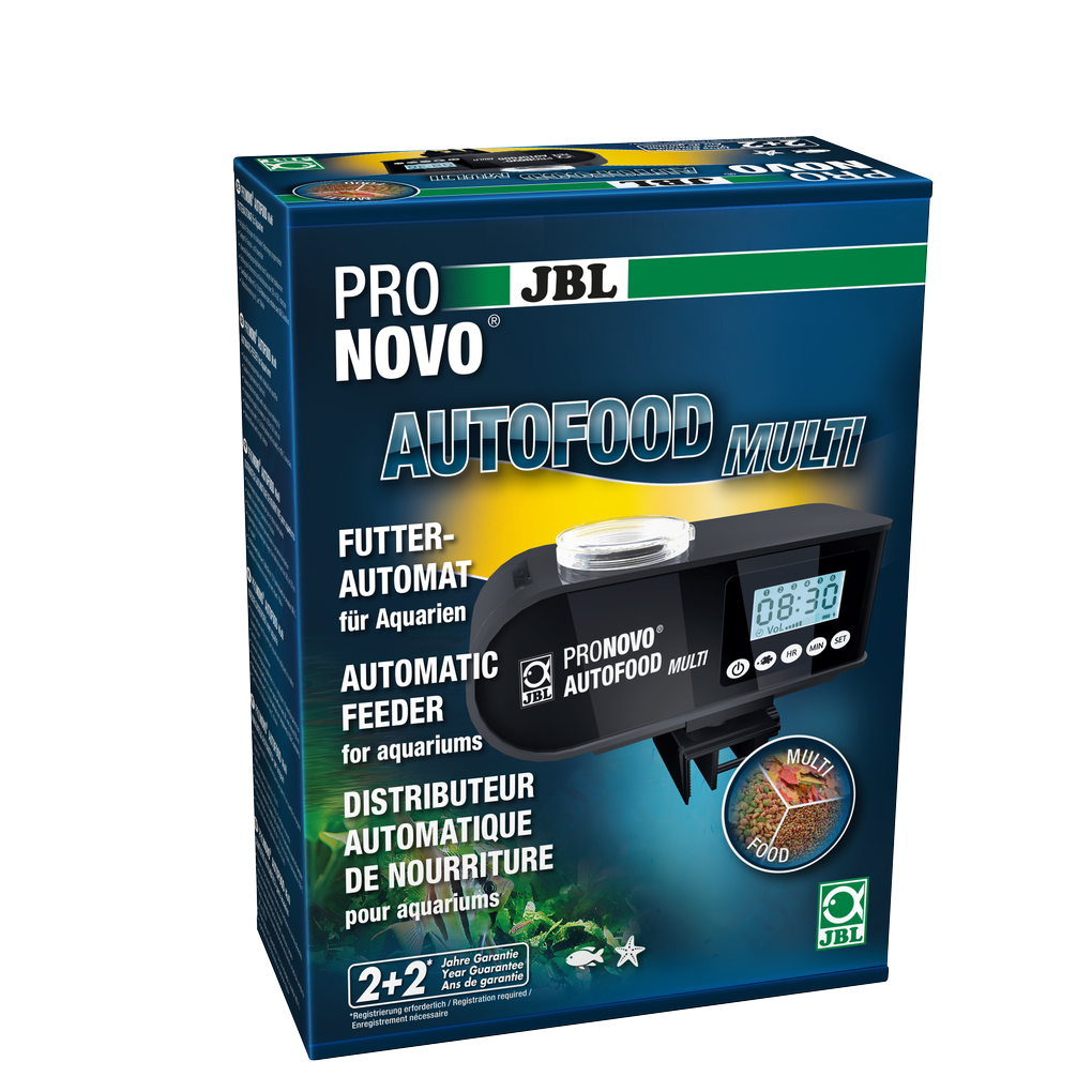 Feed aquarium fish in fresh or salt water with flakes or granules (up to 3 mm) up to 6 times a day. Control display includes ON/OFF switch.