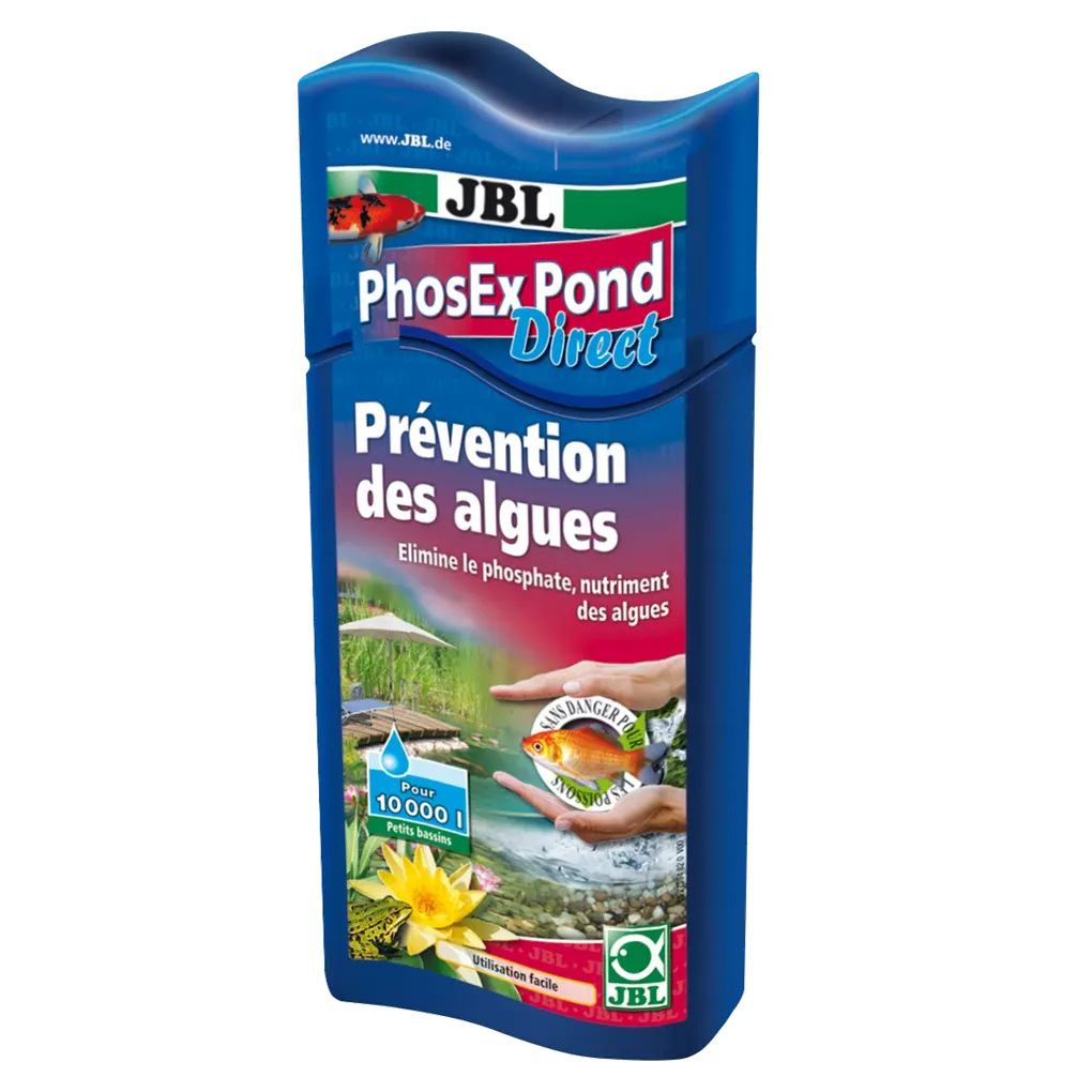 Pour une eau de bassin adaptée aux poissons et aux plantes : élimination fiable du phosphate, nutriment des algues, de l'eau du bassin.