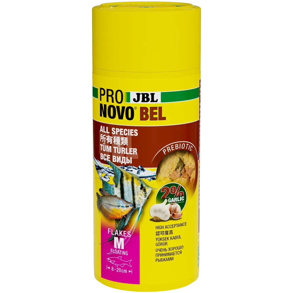 Prebiotic aquarium fish food with garlic: Special fibre in the food provides the beneficial intestinal bacteria with nourishment for healthy digestion.