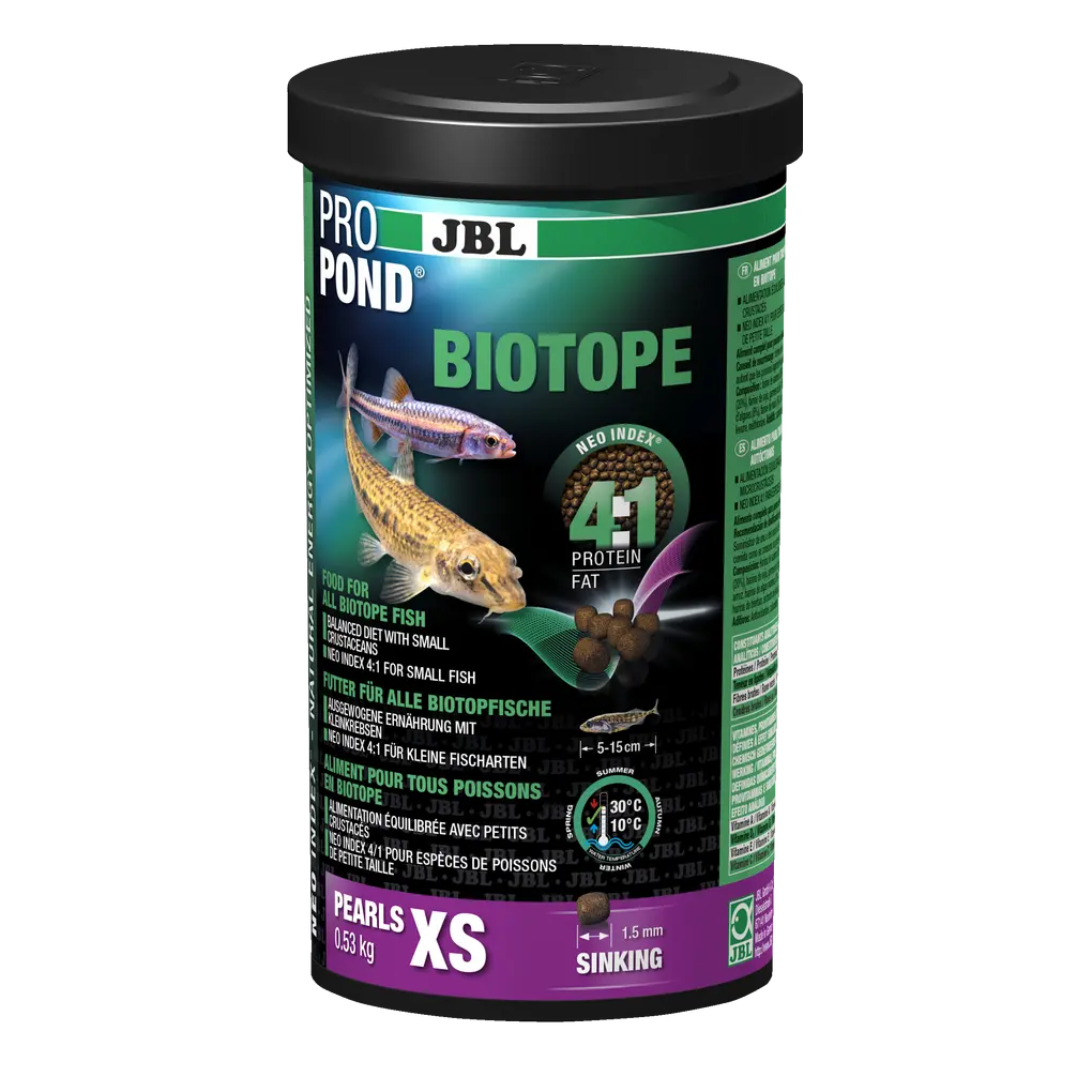 Complete feed with the correct protein-fat ratio of 4:1 according to the NEO Index, which takes into account water temperature, function, animal size and age.