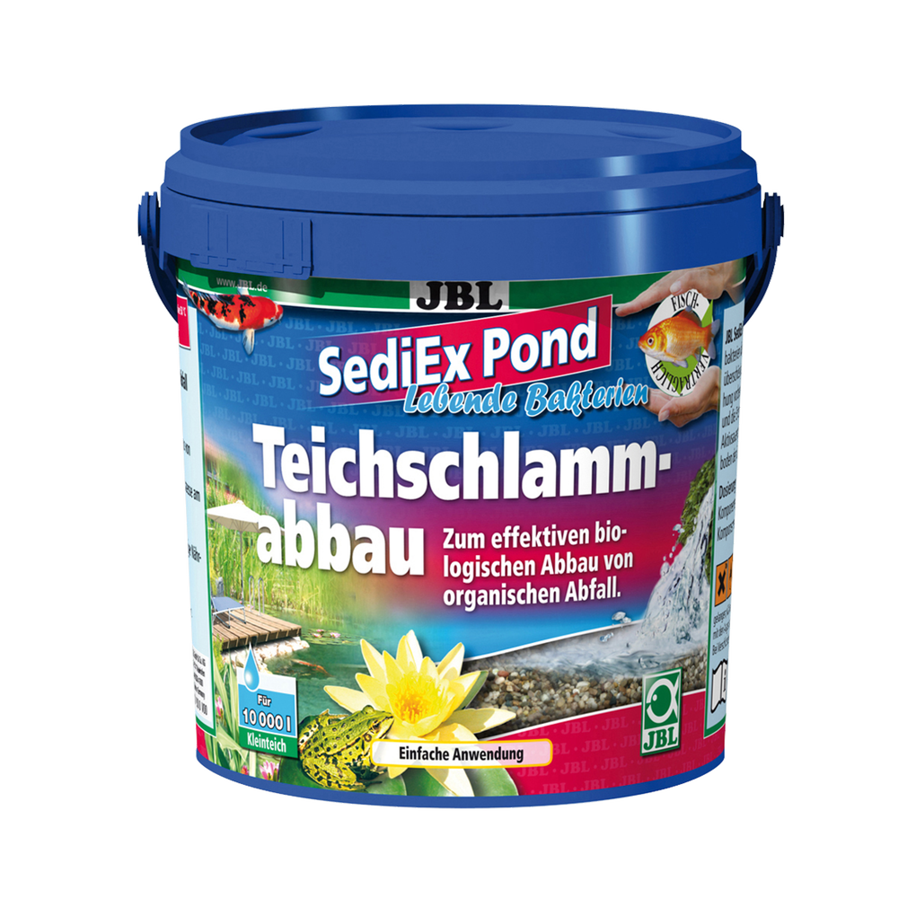 For fish- and plant-friendly water: highly active degrading bacteria and active oxygen in mineral sink granules for breaking down pond sludge.