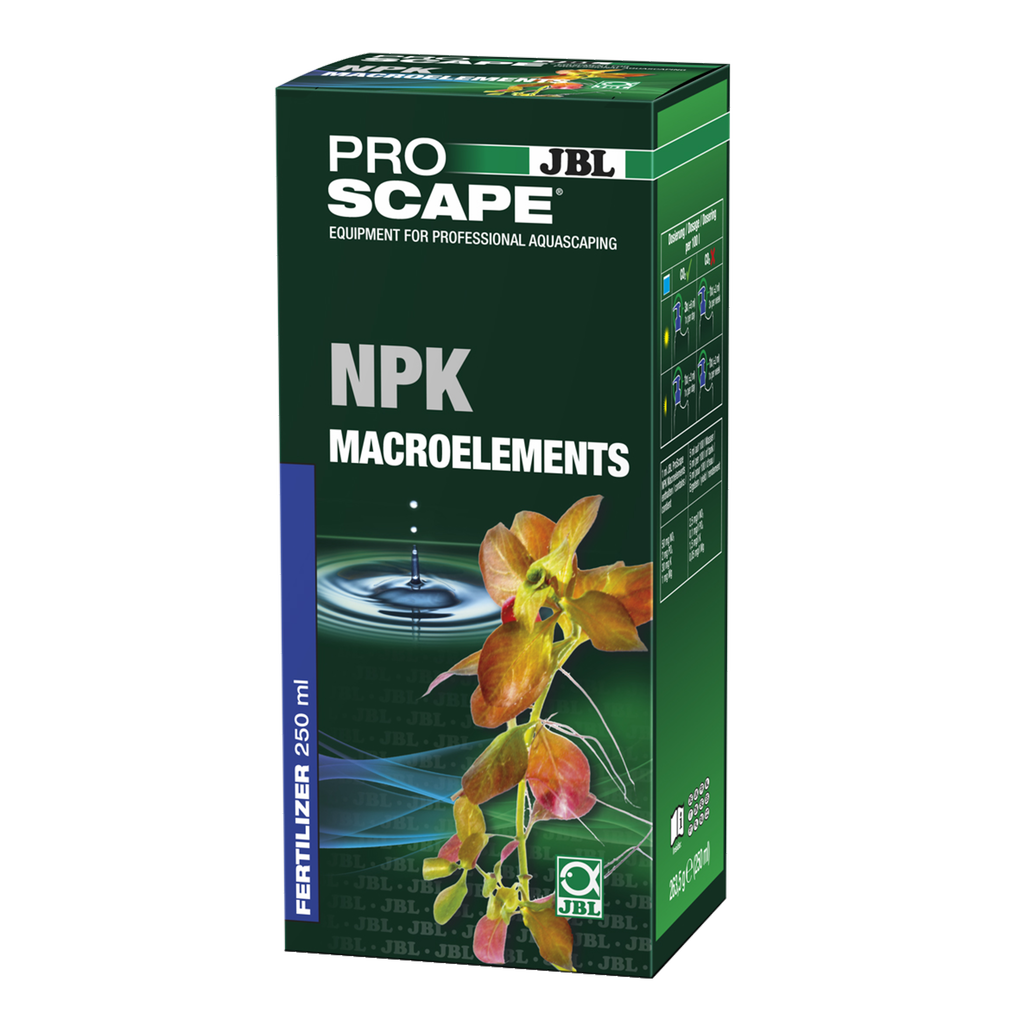 Additional nutrients for plants: Supplementary fertiliser with 3 components (N = nitrogen; P = phosphorus; K = potassium) for aquascaping aquariums