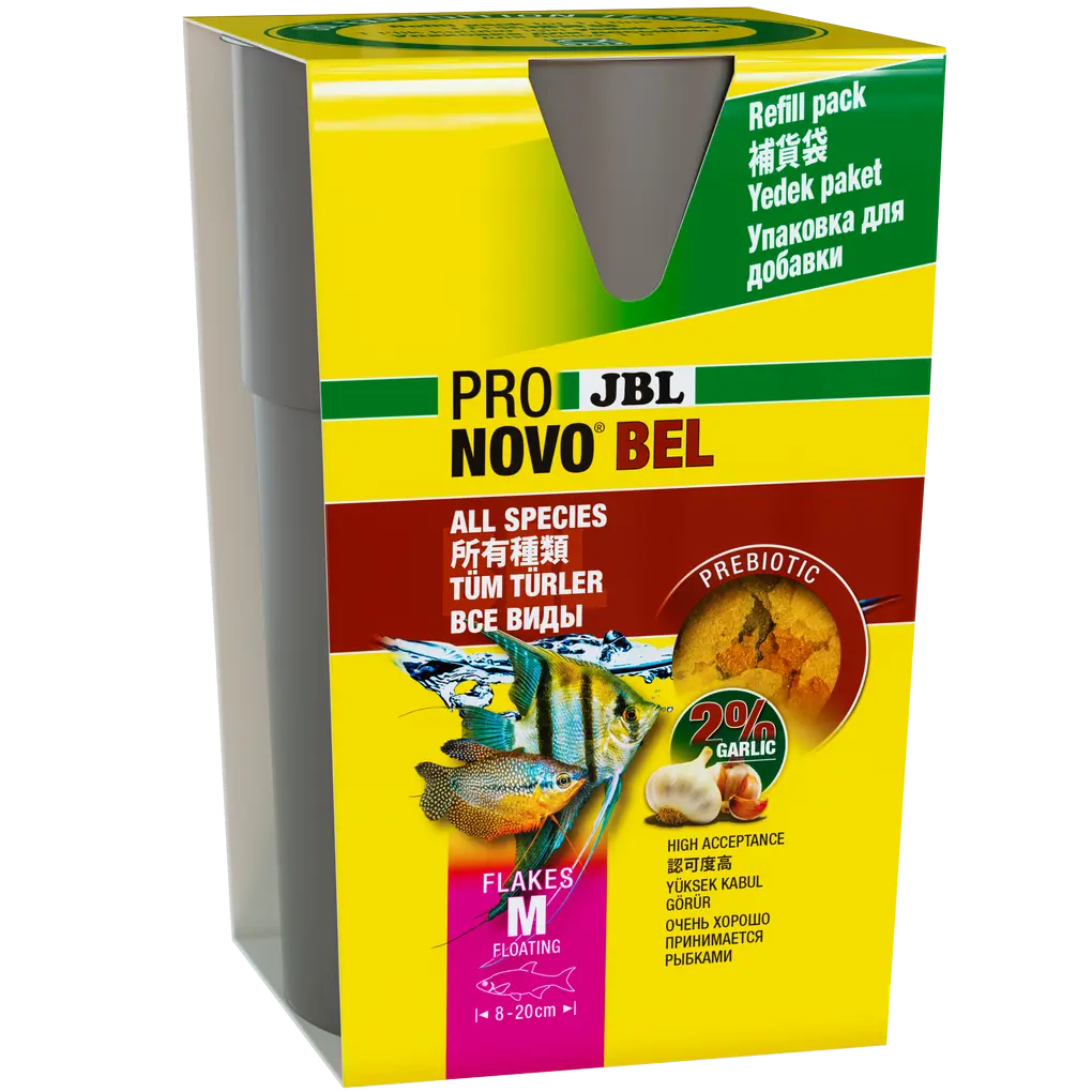 Prebiotic aquarium fish food with garlic: Special fibre in the food provides the beneficial intestinal bacteria with nourishment for healthy digestion.