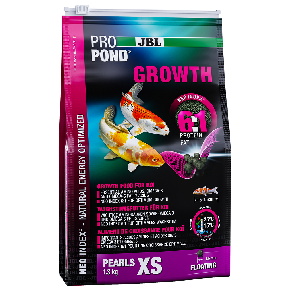 Complete food with the correct protein-fat ratio of 6:1 according to the NEO Index, which takes into account water temperature, function, animal size and age.