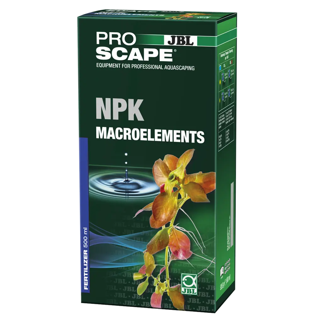 Additional nutrients for plants: Supplementary fertiliser with 3 components (N = nitrogen; P = phosphorus; K = potassium) for aquascaping aquariums