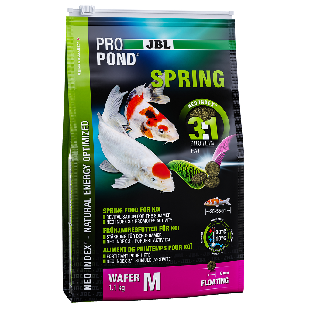 Complete feed with the correct protein-fat ratio of 3:1 according to the NEO Index, which takes into account water temperature, function, animal size and age.
