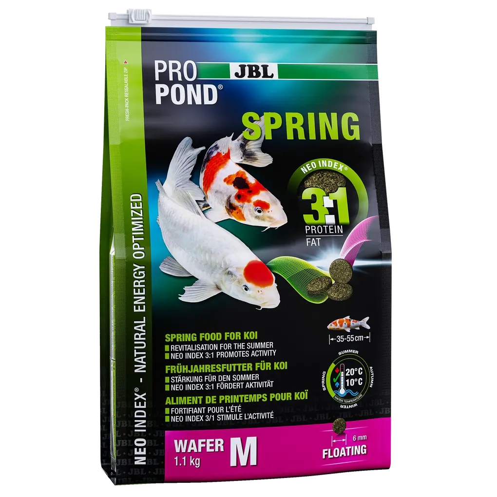 Complete feed with the correct protein-fat ratio of 3:1 according to the NEO Index, which takes into account water temperature, function, animal size and age.