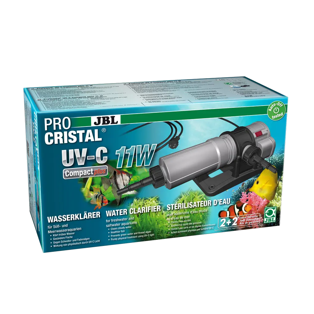 Crystal clear and healthy water: 11 W UV-C water clarifier for fast and efficient removal of greenish and whitish cloudiness in freshwater and saltwater aquariums.