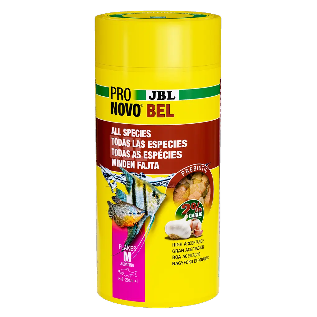 Prebiotic aquarium fish food with garlic: Special fibre in the food provides the beneficial intestinal bacteria with nourishment for healthy digestion.