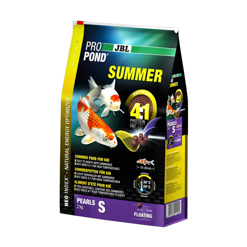 Complete food with the correct protein-fat ratio of 4:1 according to the NEO Index, which takes into account water temperature, function, animal size and age.