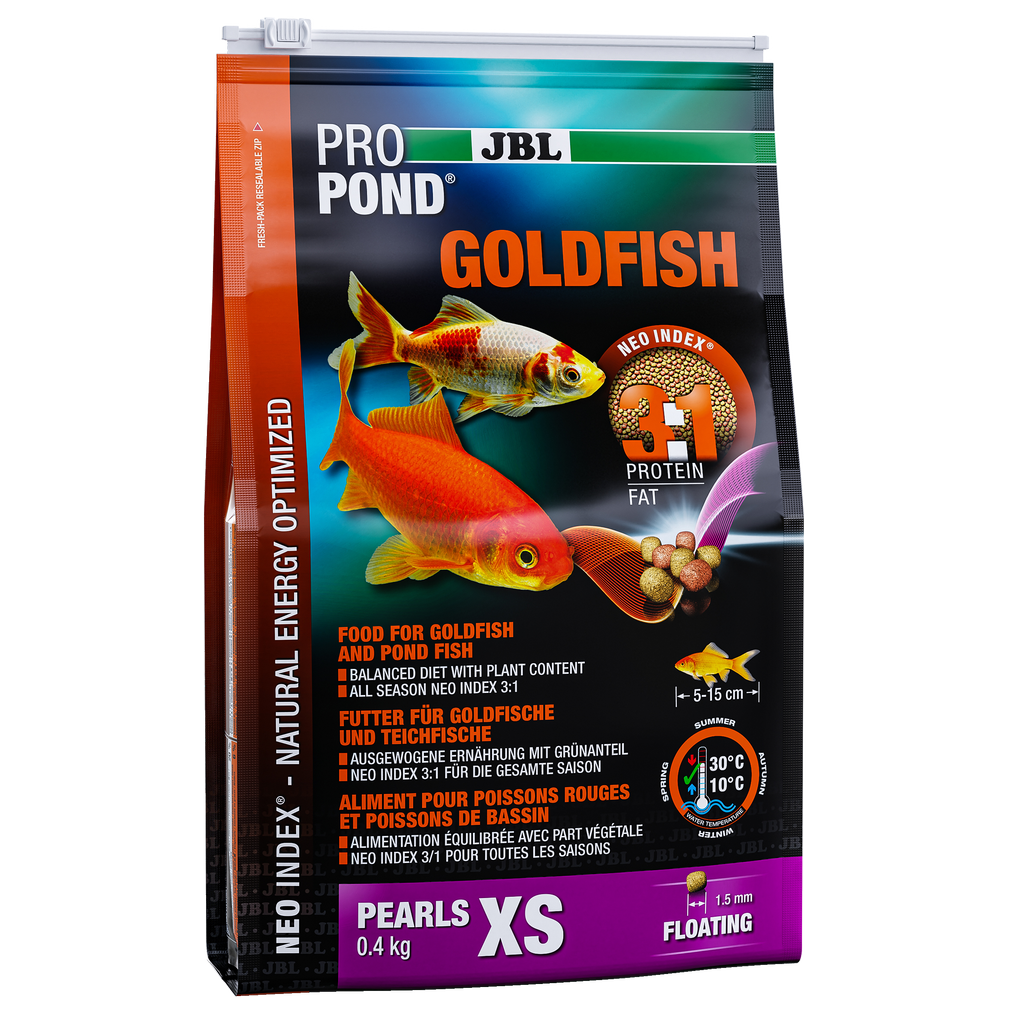 Complete feed with the correct protein-fat ratio of 3:1 according to the NEO Index, which takes into account water temperature, function, animal size and age.