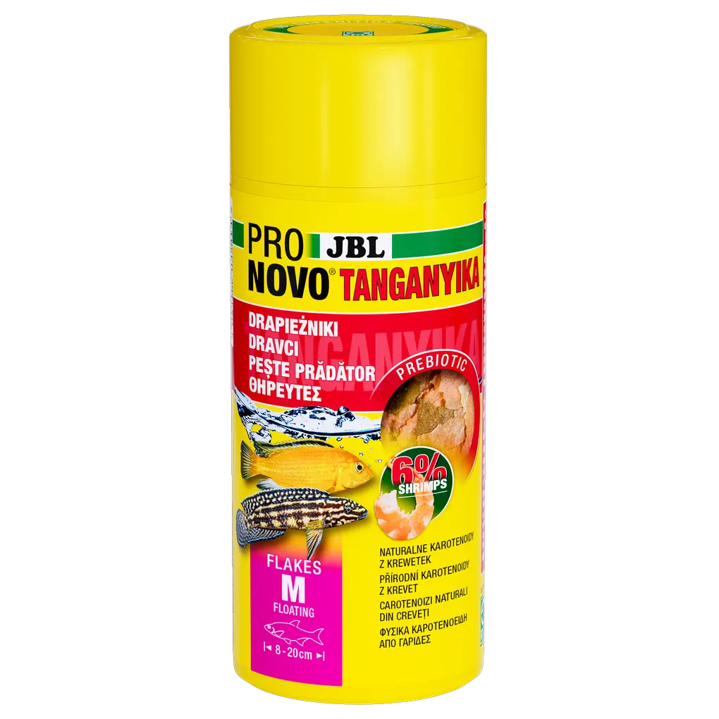 Prebiotické a plovoucí krmivo pro akvarijní ryby: Speciální vláknina v krmivu dodává pozitivním střevním bakteriím živiny pro zdravé trávení.