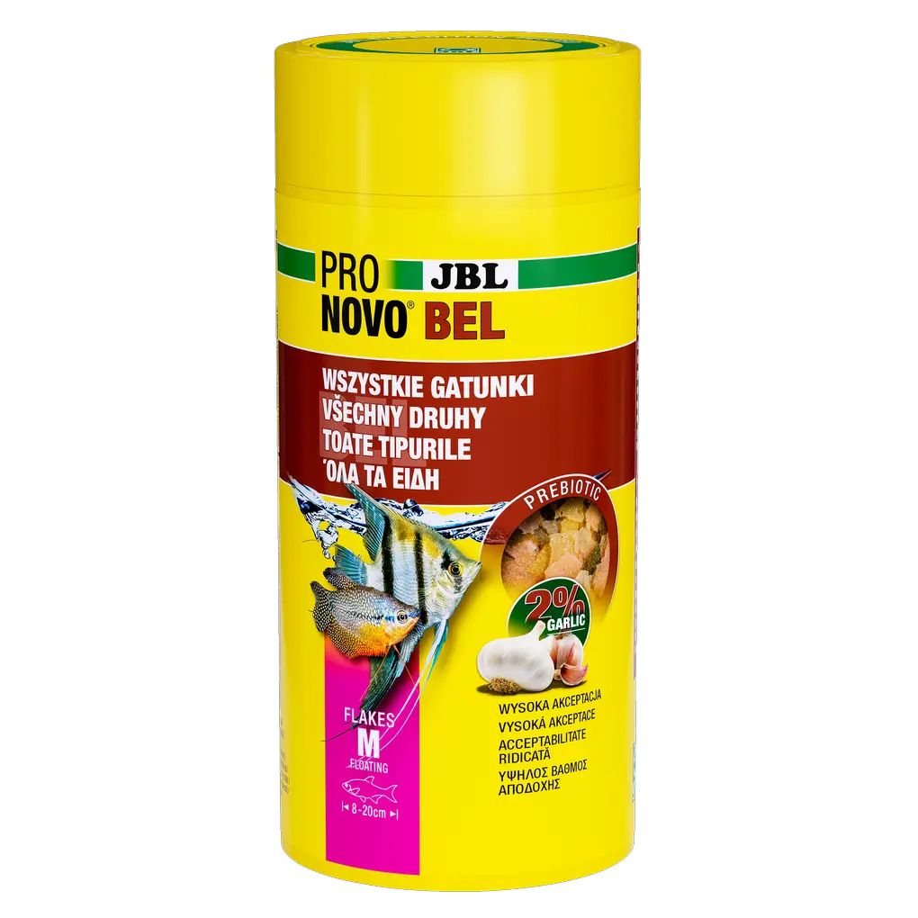 Prebiotyczna karma dla ryb akwariowych z czosnkiem: specjalne błonniki zawarte w karmie dostarczają pozytywnym bakteriom jelitowym pożywienie niezbędne do zdrowego trawienia.