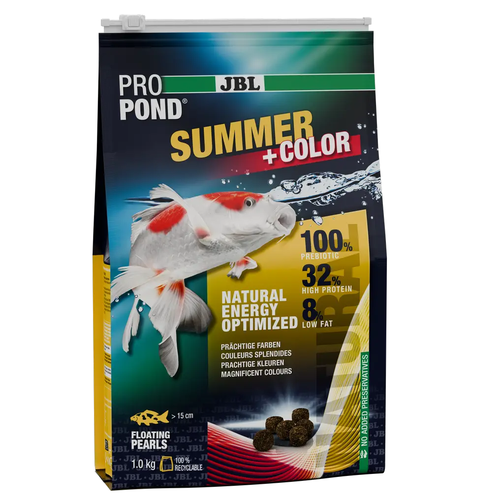 Easily digestible summer food for high water temperatures (between 20 and 30 °C) Promotes brilliant colours