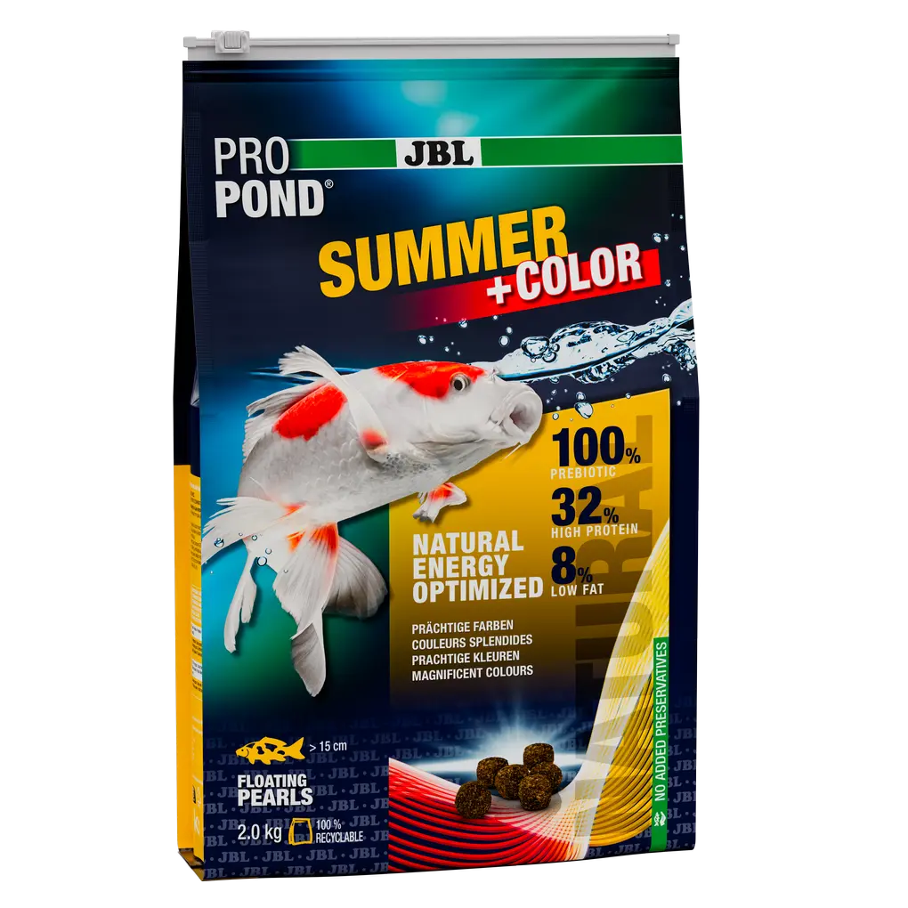 Easily digestible summer food for high water temperatures (between 20 and 30 °C) Promotes brilliant colours