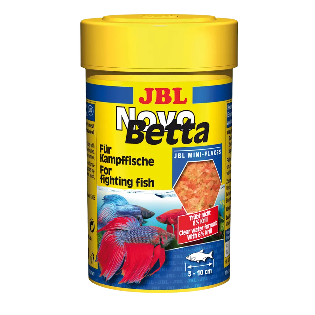 Alimentación completa,  crecimiento óptimo y colores vivos de los peces luchadores: materias primas seleccionadas que favorecen la intensidad del colorido.