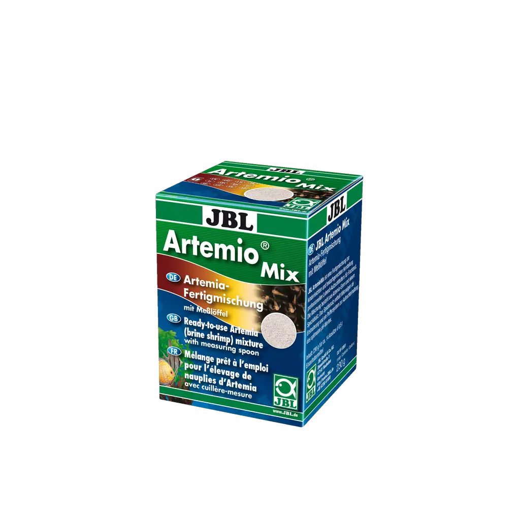 Live food for tropical freshwater and saltwater fish. Feed mixture of brine shrimp eggs, salt and microalgae for feeding aquarium fish.