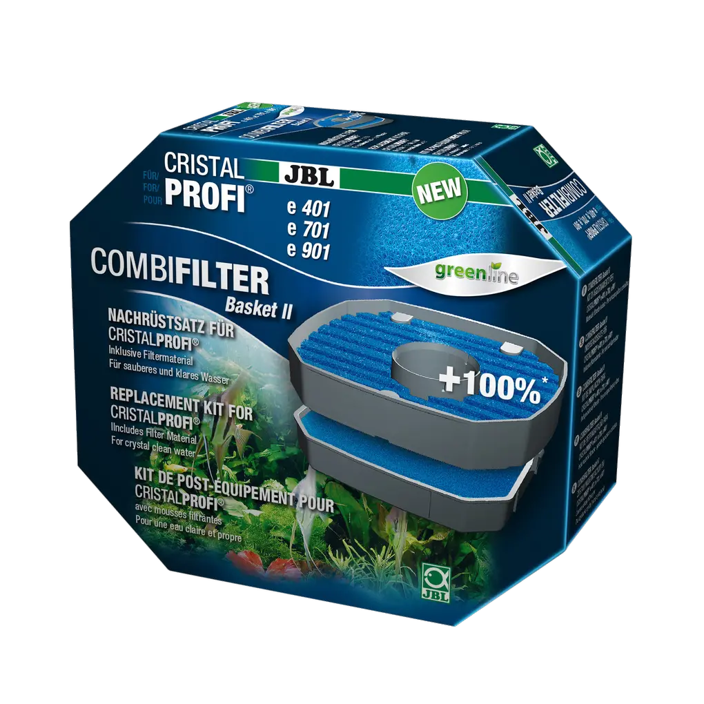 Optimised top filter basket with 100% more pre-filter area, including filter material