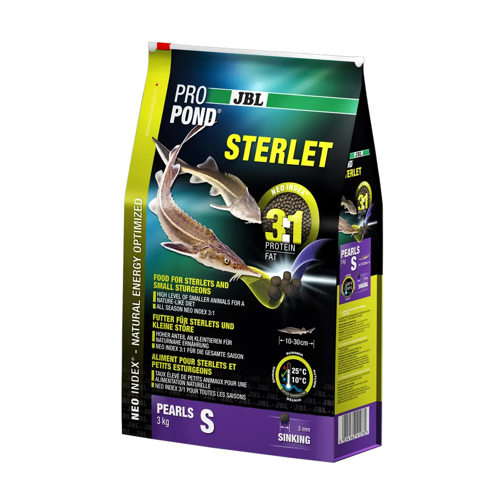 Complete feed with the correct protein-fat ratio of 3:1 according to the NEO Index, which takes into account water temperature, function, animal size and age.