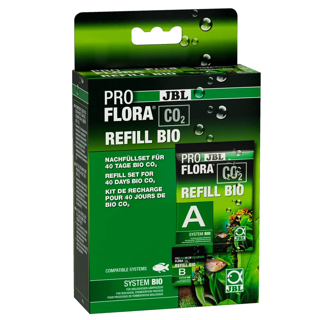 Refill set for organic CO2 fertiliser systems: 1 set supplies 30-80 litre aquariums with the basic plant nutrient carbon dioxide (mixed with water in the reaction vessel) for 40 days.