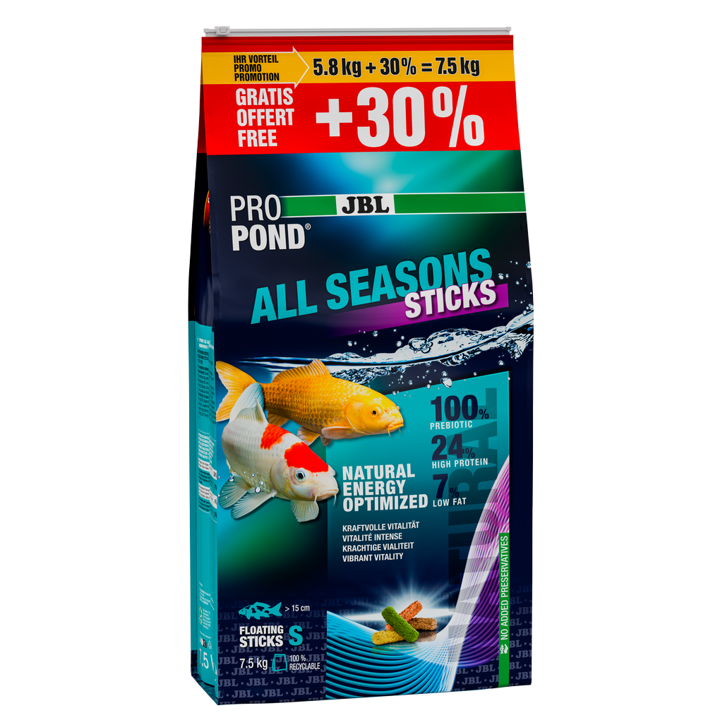 Offre un mélange alimentaire équilibré pour les poissons de bassin vigoureux en toute saison (à une température de l'eau comprise entre 10 et 25 °C).