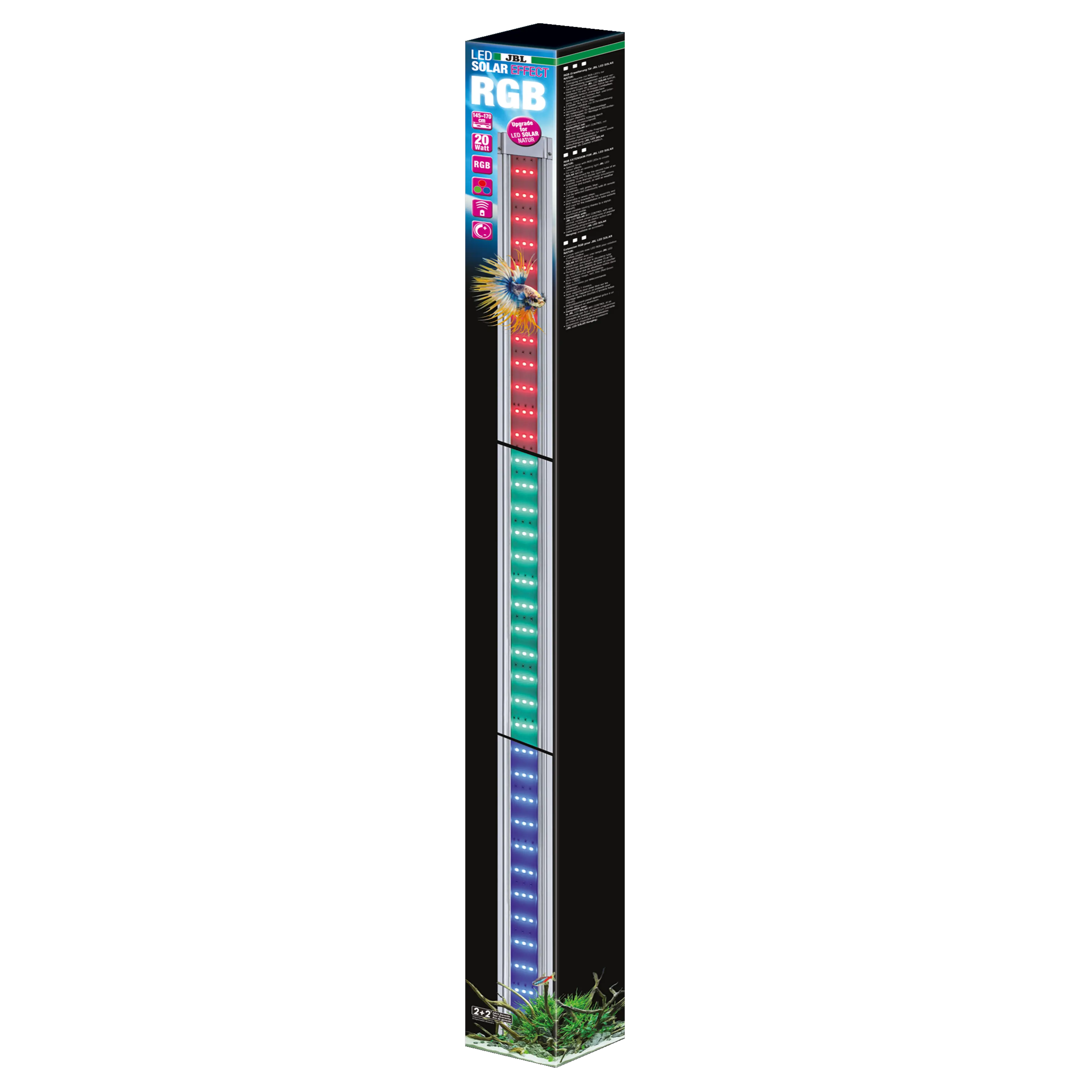 Special luminaire with RGB LEDs for creating colour effects, ideal as a replacement for a second coloured fluorescent tube (T5 or T8)