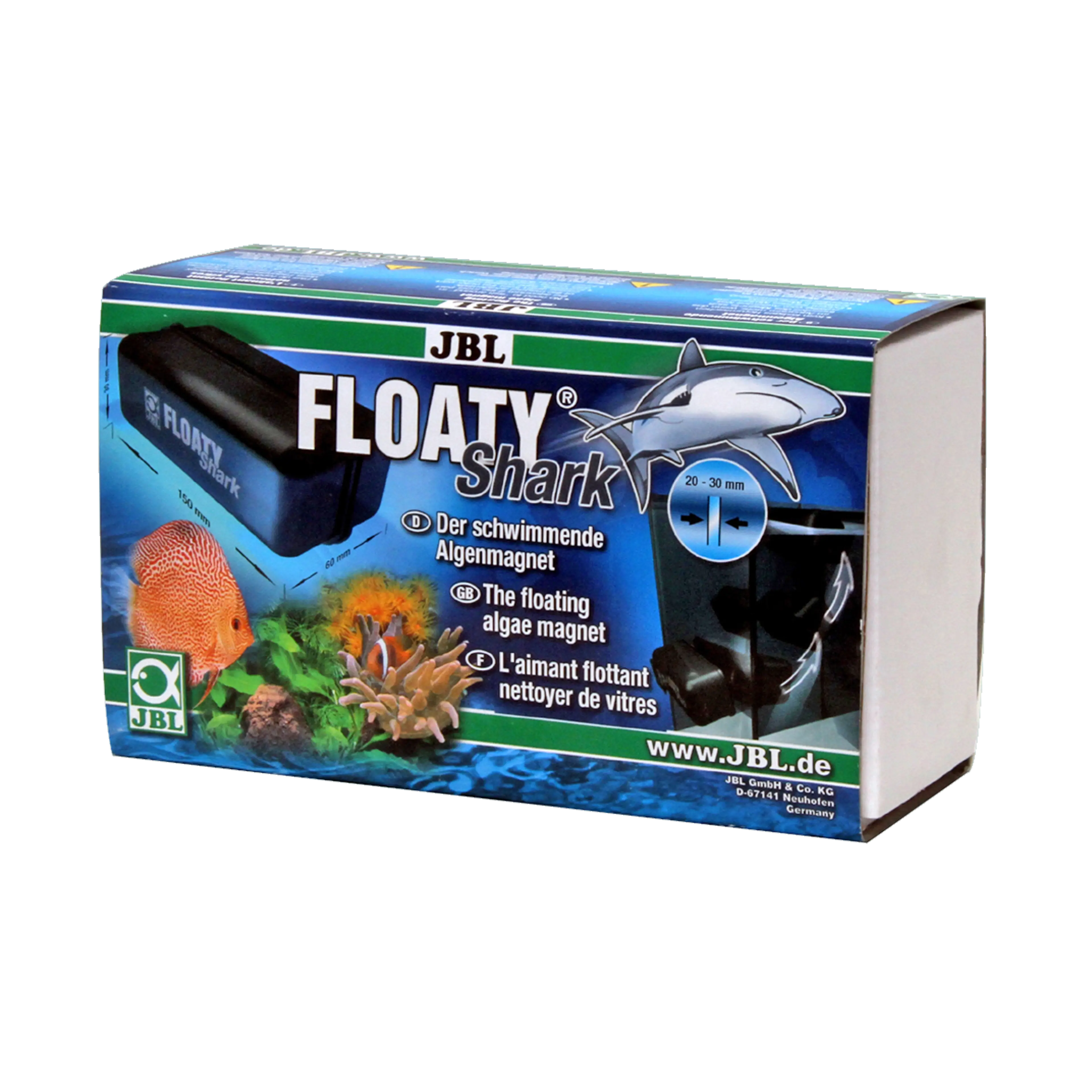 Convenient and effective cleaning of aquarium panes up to a maximum thickness of 20–30 mm: pane cleaning magnet with floating inner element