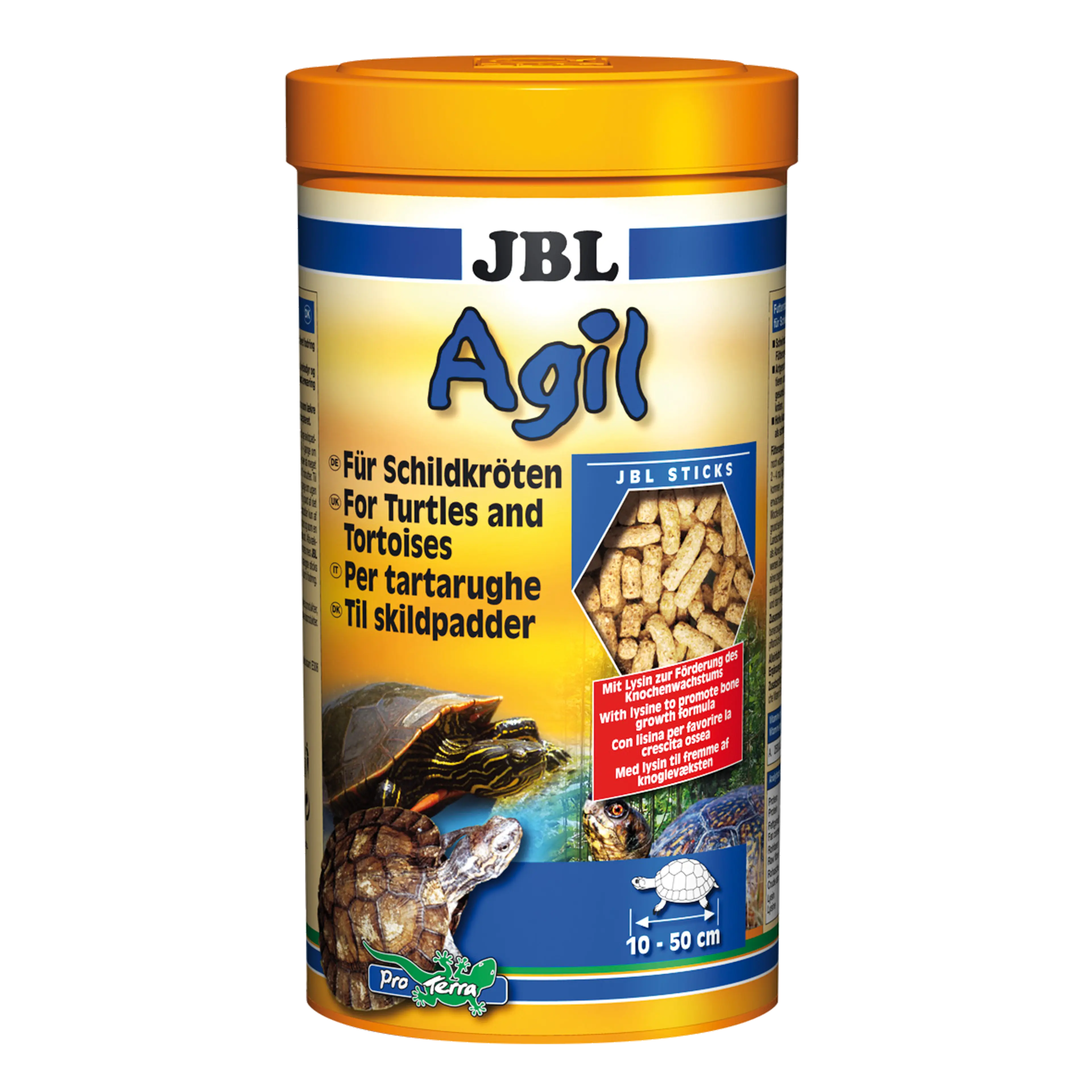 Specially formulated for the nutritional needs of aquatic and marsh turtles: staple food in the form of floating sticks for turtles measuring 10–50 cm in length.