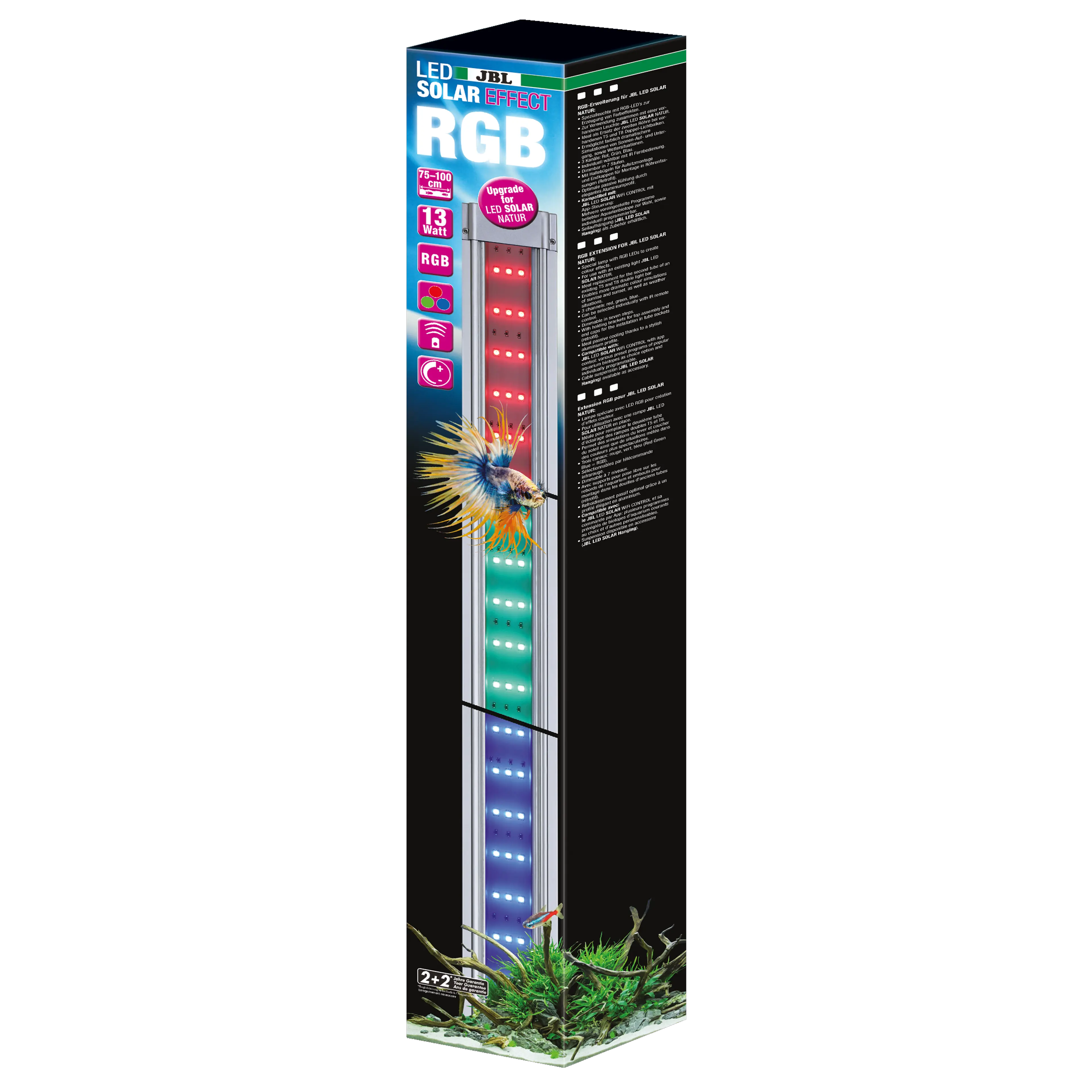 Special luminaire with RGB LEDs for creating colour effects, ideal as a replacement for a second coloured fluorescent tube (T5 or T8)