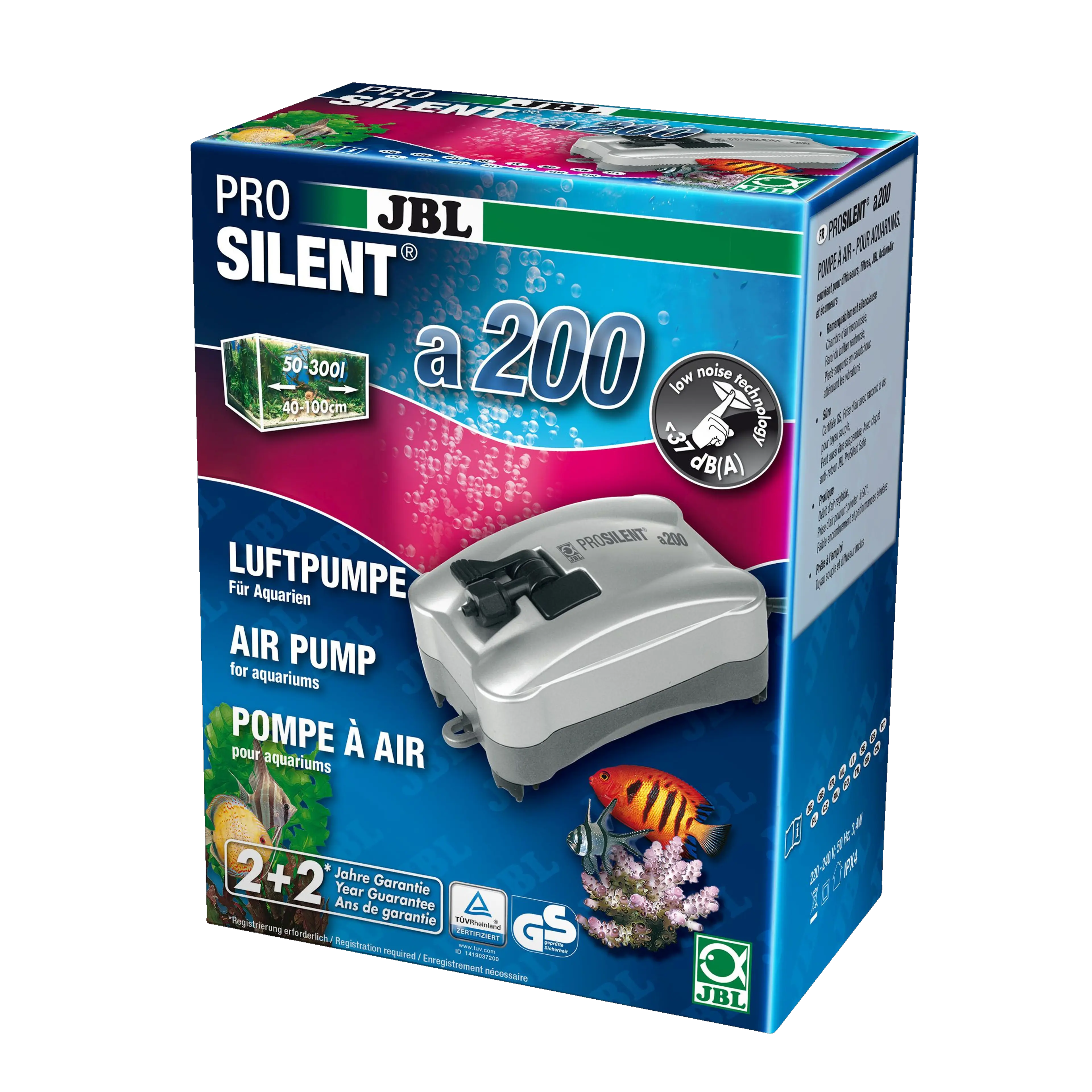 Health and well-being for fish and plants: Air pump for freshwater and saltwater aquariums  from 50 to 300 litres