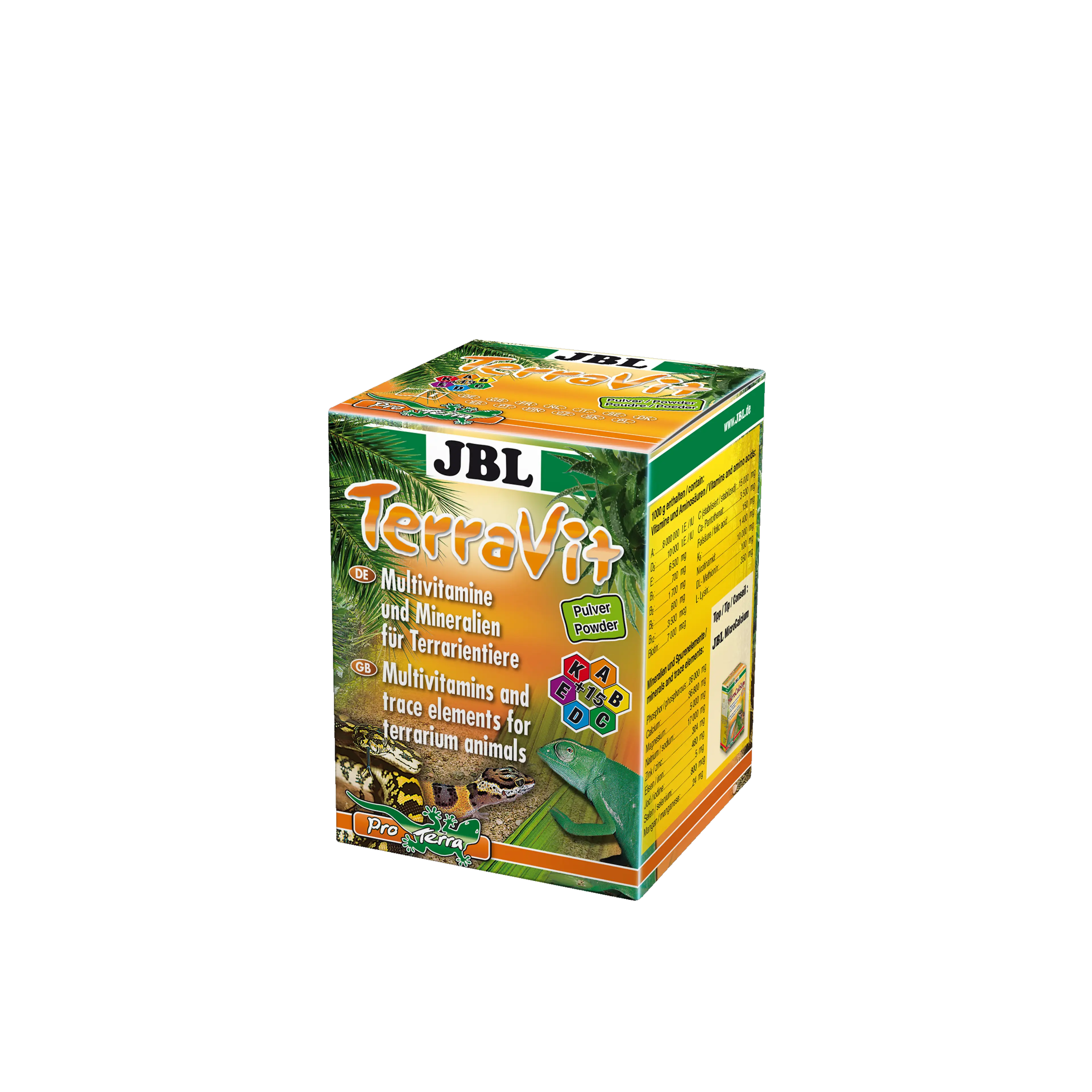 Specially formulated for the needs of reptiles and other terrarium animals: supplementary feed with essential vitamins and trace elements for healthy animals.