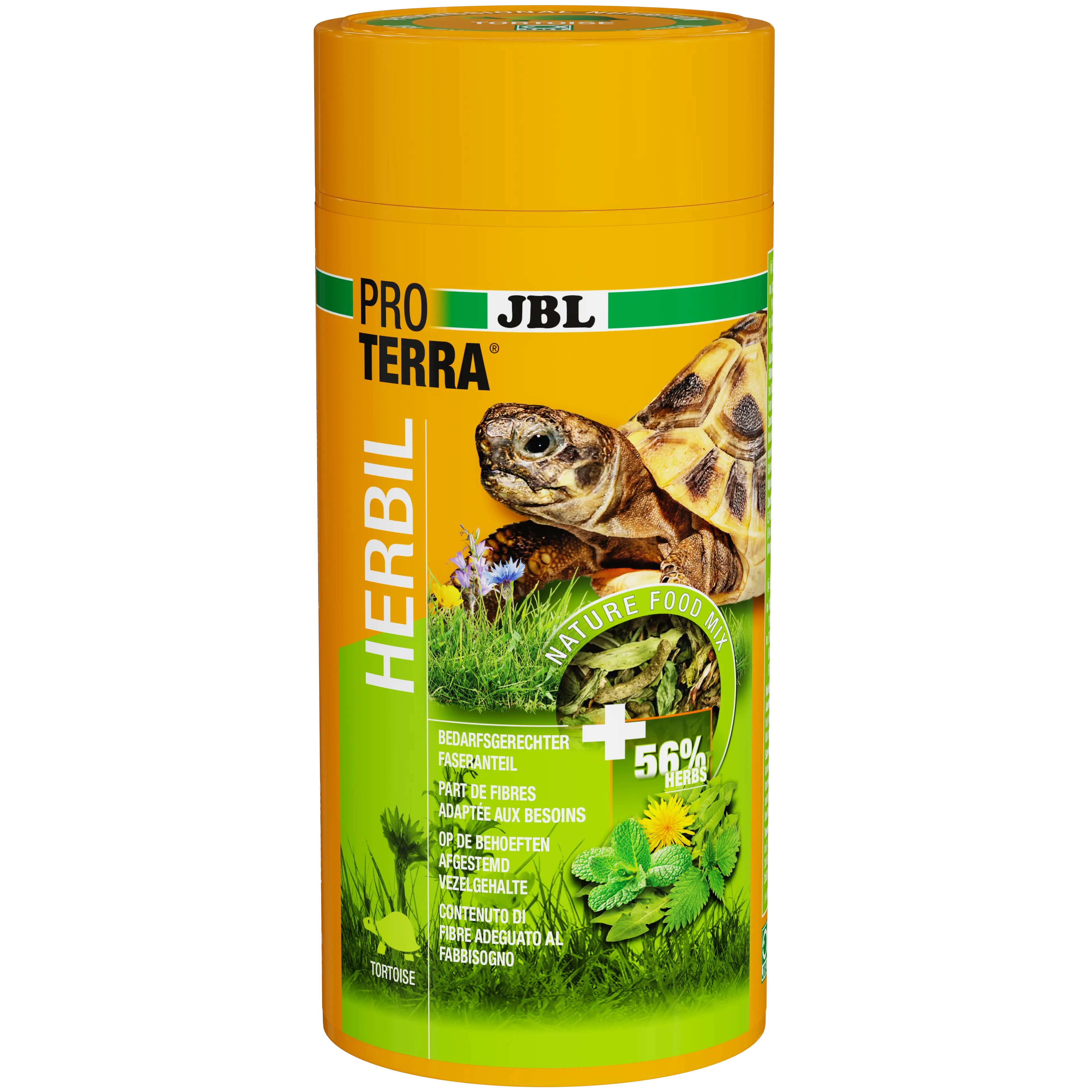 56% herbs for a healthy and natural diet for all tortoise species. The fibre content from the plants meets their needs and ensures healthy digestion and strong resistance.