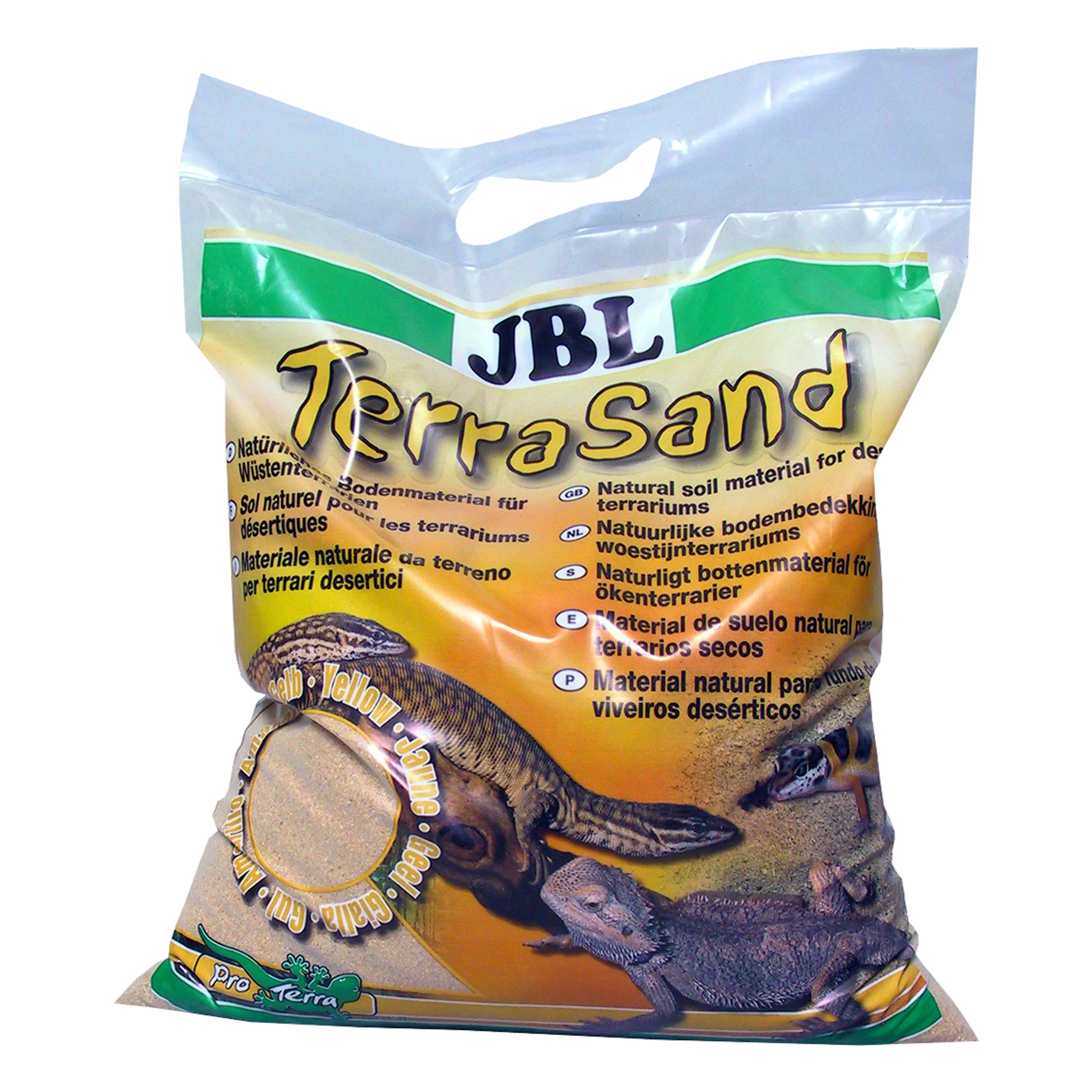 For desert terrariums: Natural substrate made of fine yellow sand, grain size: 0.7–1.25 mm