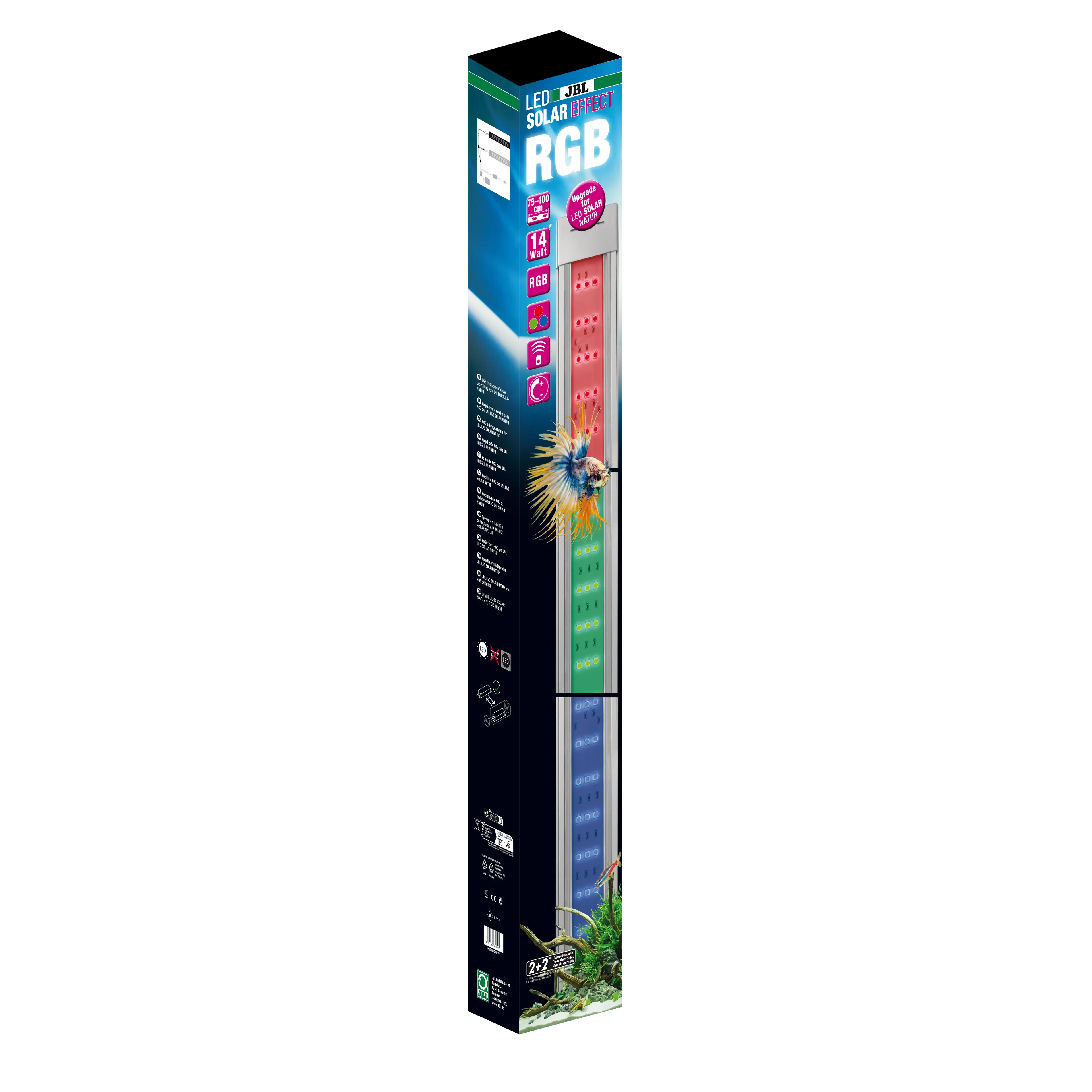 Special luminaire with RGB LEDs for creating colour effects, ideal as a replacement for a second coloured fluorescent tube (T5 or T8). 40% more light output compared to Gen 1). Optimised heat sink for more power.