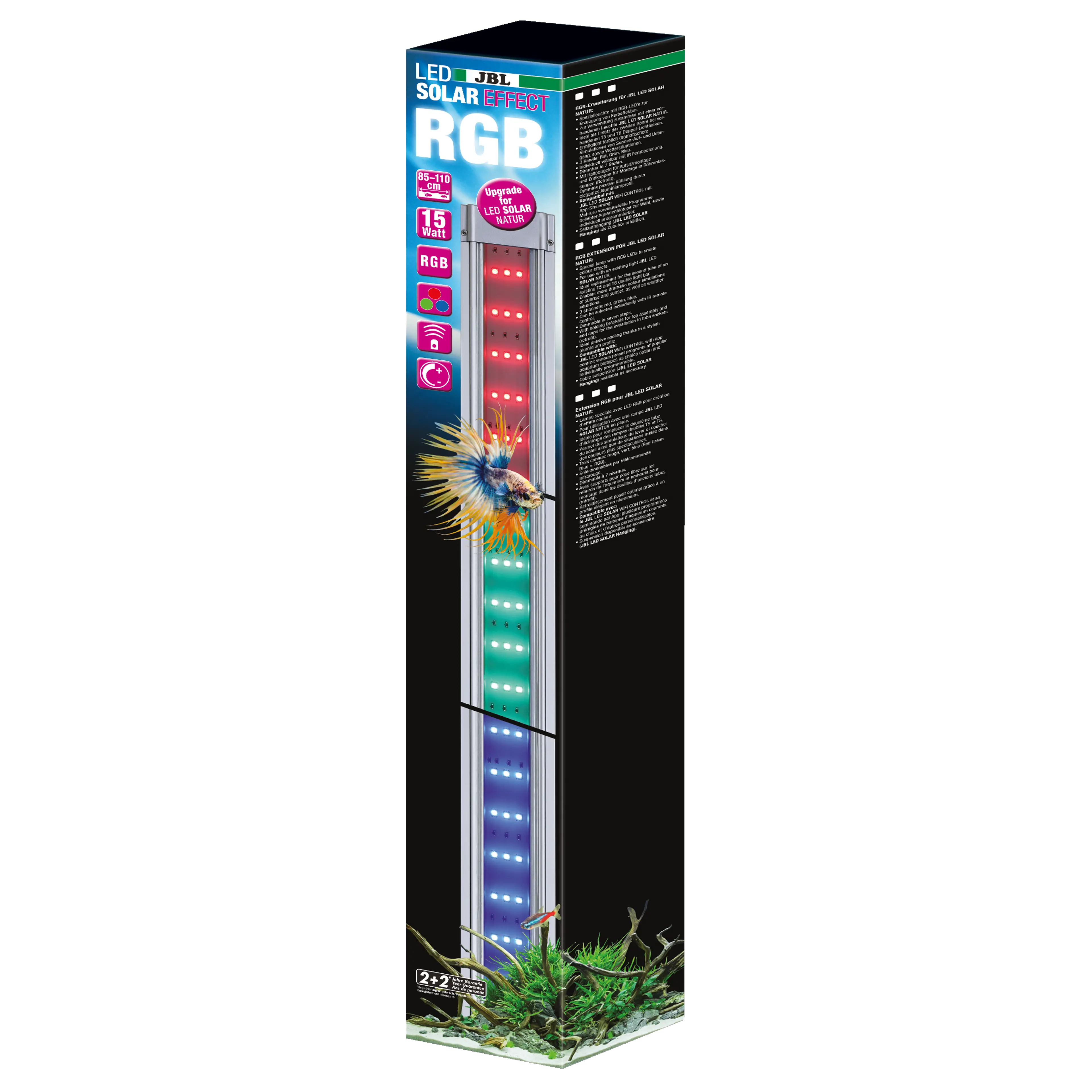 Special luminaire with RGB LEDs for creating colour effects, ideal as a replacement for a second coloured fluorescent tube (T5 or T8)