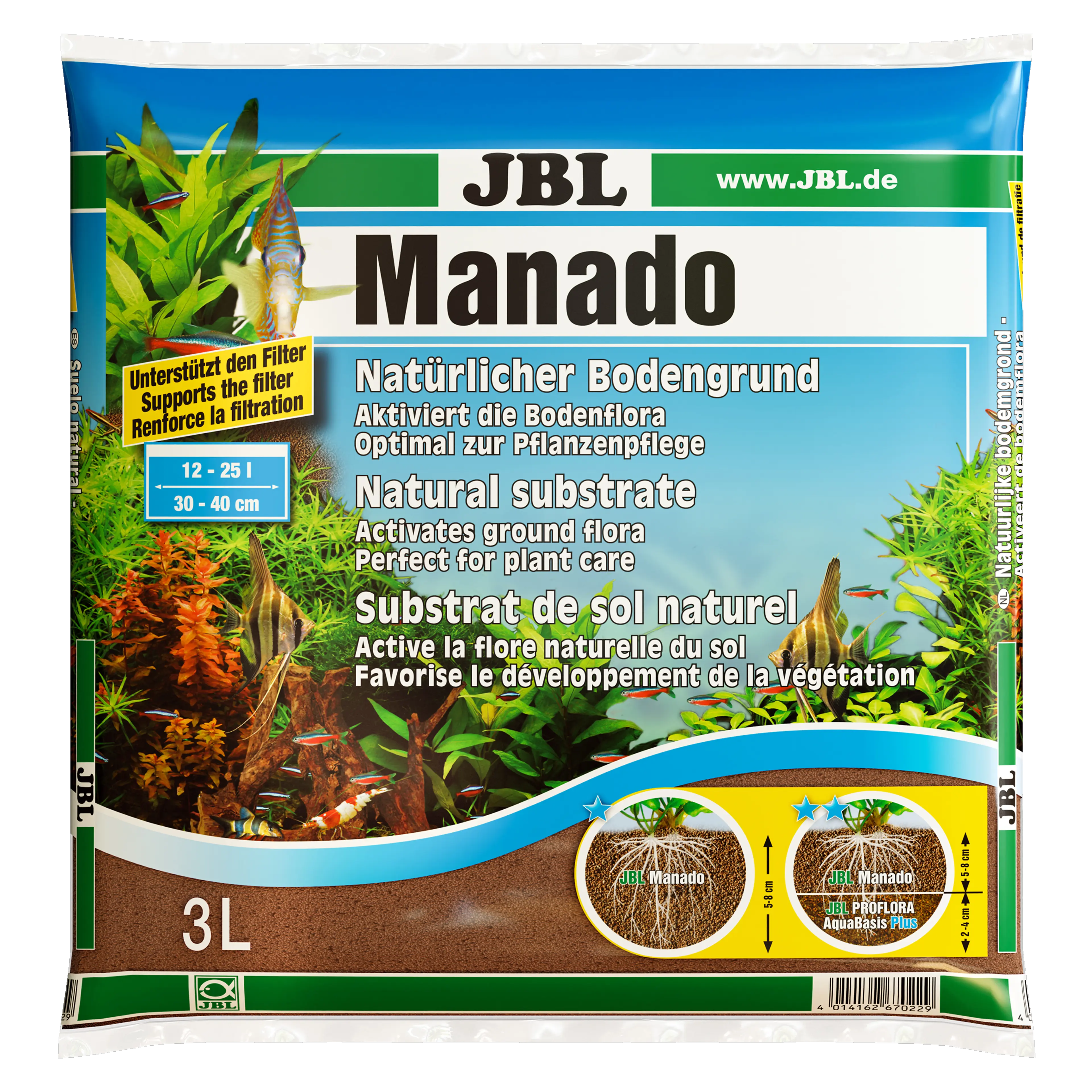 Ideal for plant care thanks to its porous structure and nutrient storage function: substrate for freshwater aquariums