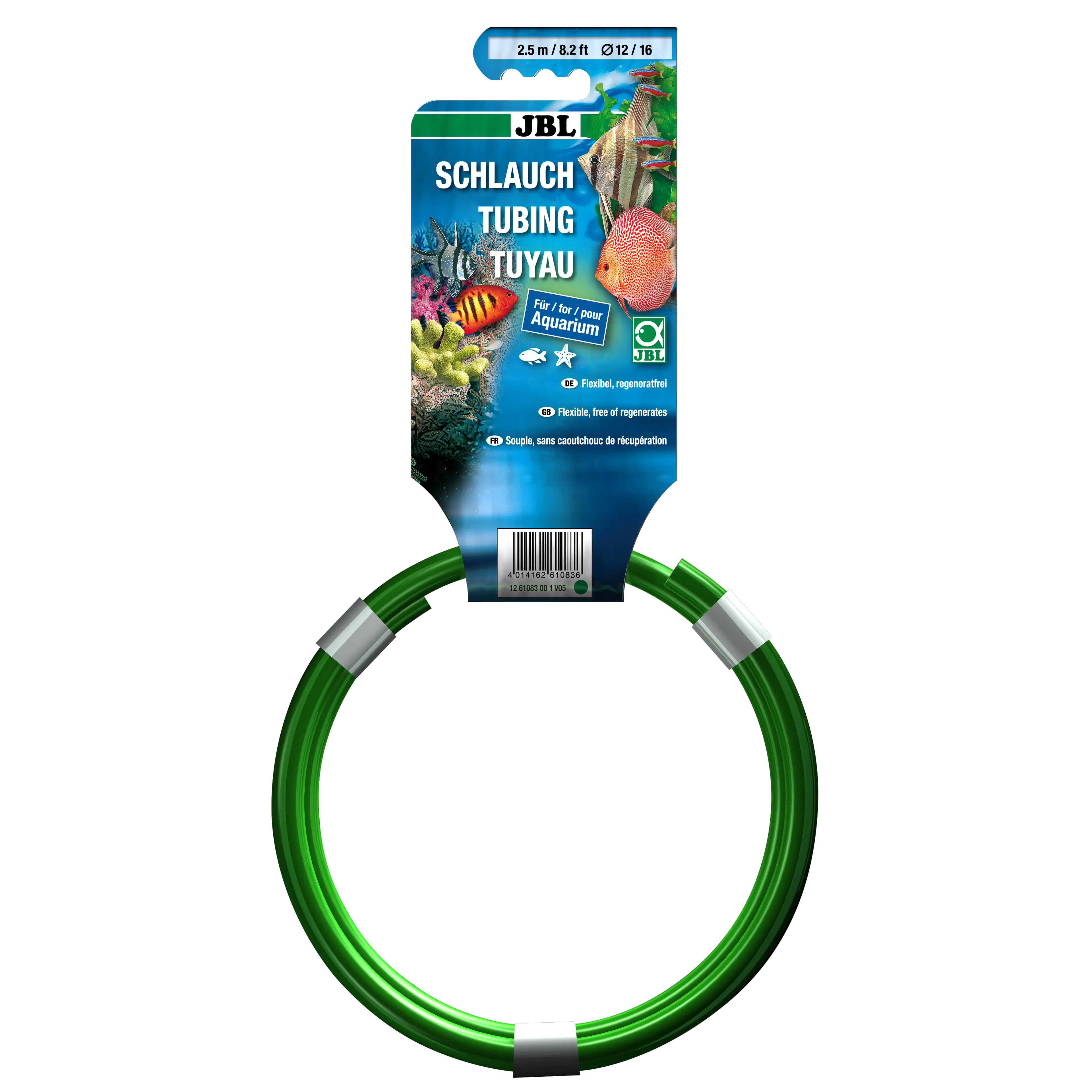 Flexible, green water hose available in various diameters (4/6; 9/12; 12/16; 16/22)