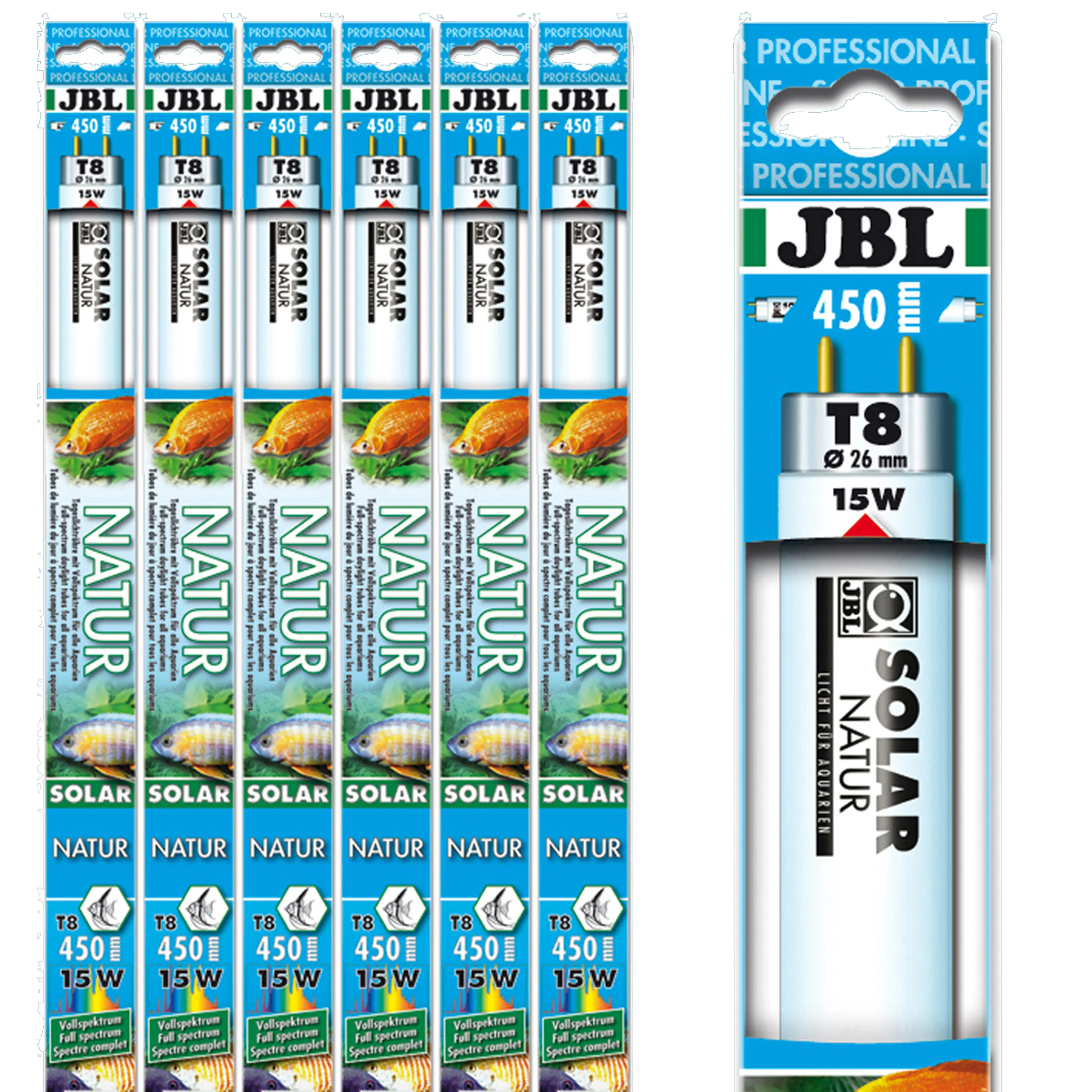Solar fluorescent tube for fish and plants from sun-drenched waters, e.g. Lake Malawi and Lake Tanganyika