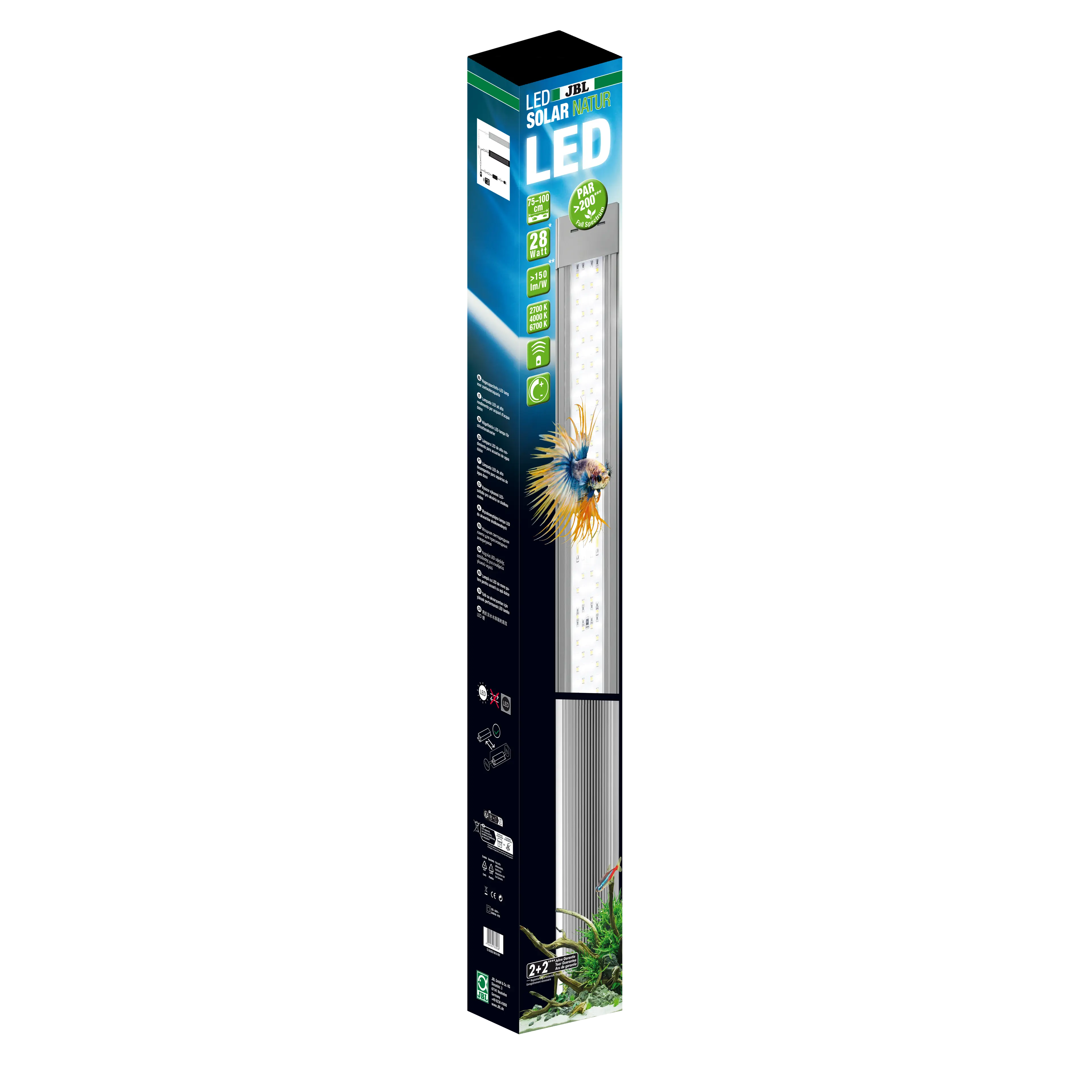 Maximum efficiency with 150 lumens/watt for beautiful aquarium plants: Extremely high photosynthetically active radiation (PAR) of over 200 µM/s/m2