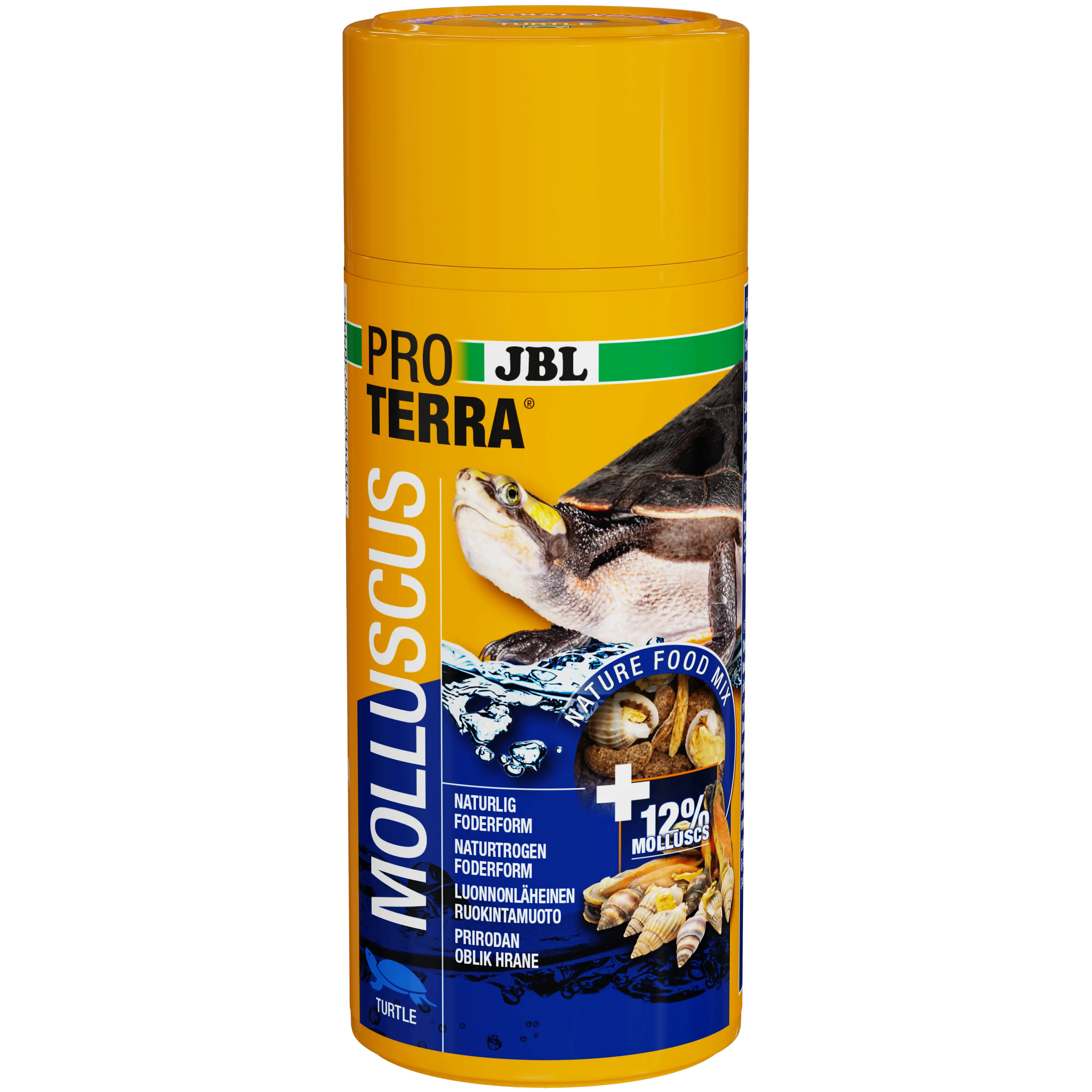 Natural, dried, whole snails (with shells approx. 2 cm), water insects, mussels, fish sticks (approx. 1.5 cm) & prawns as an ideal and natural variety in the diet for all types of aquatic and marsh turtles.