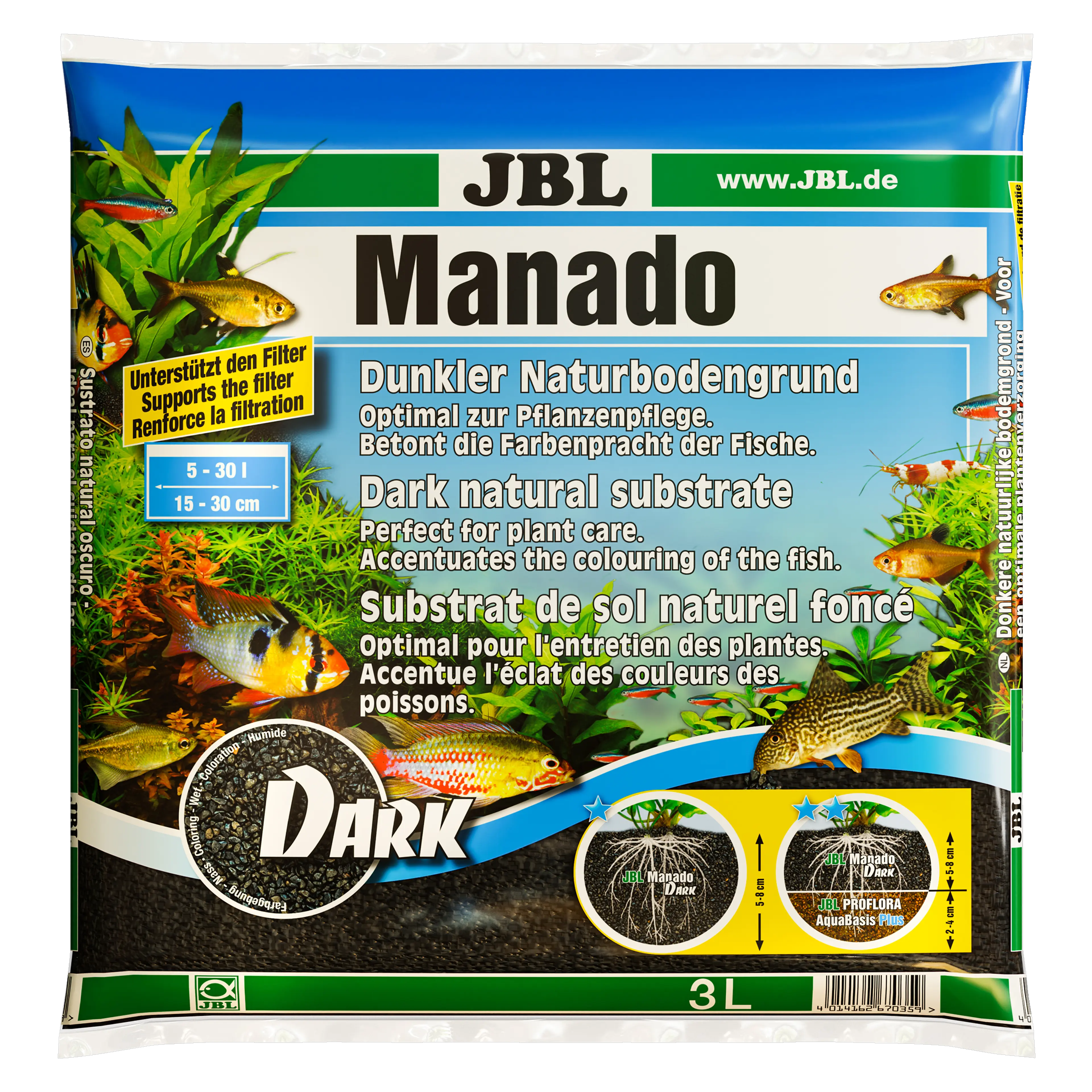 Ideal for plant care in freshwater aquariums. Its porous structure promotes root growth. Suitable for digging fish.
