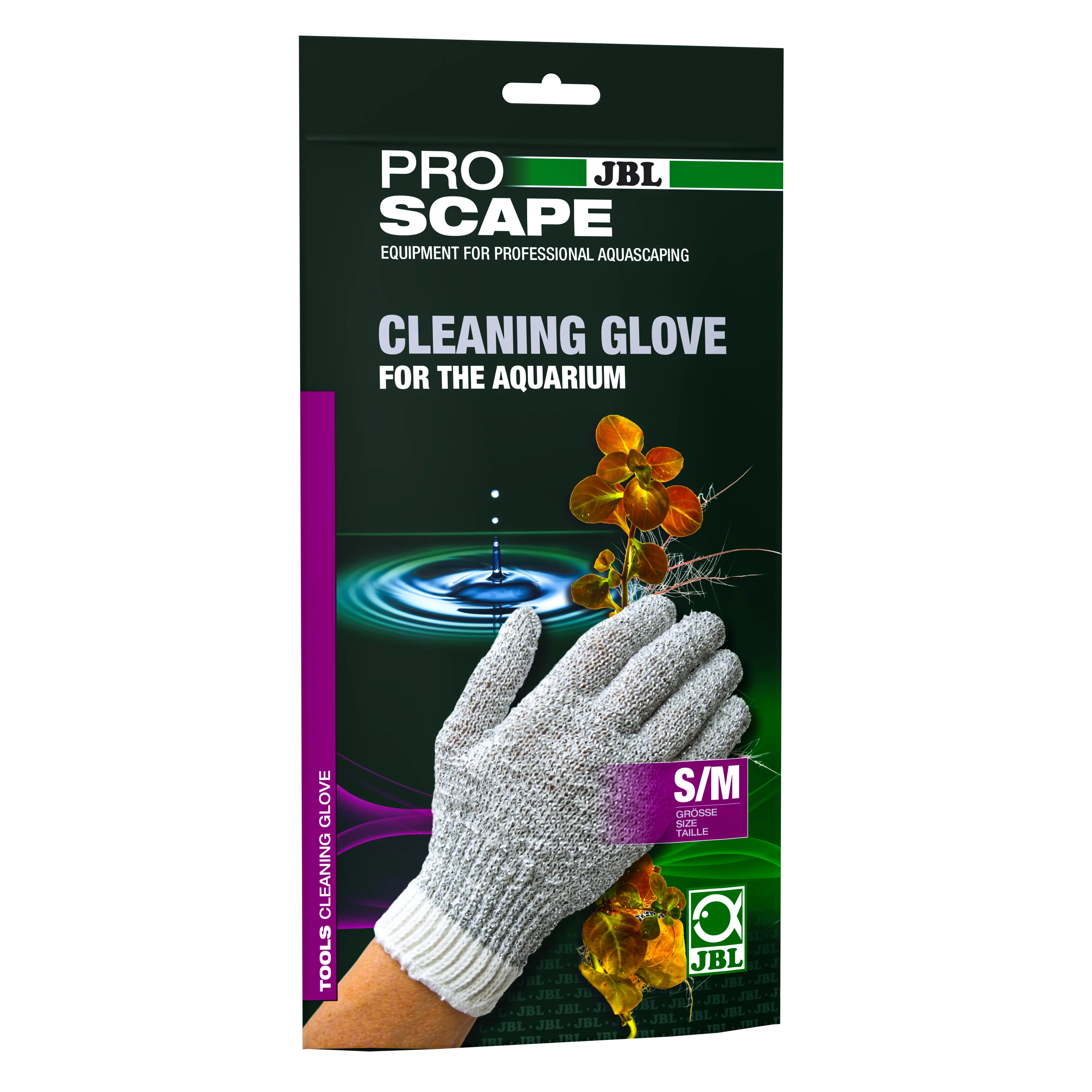 Effortless removal of algae growth and deposits: aquarium glove with metal threads for cleaning glass and objects