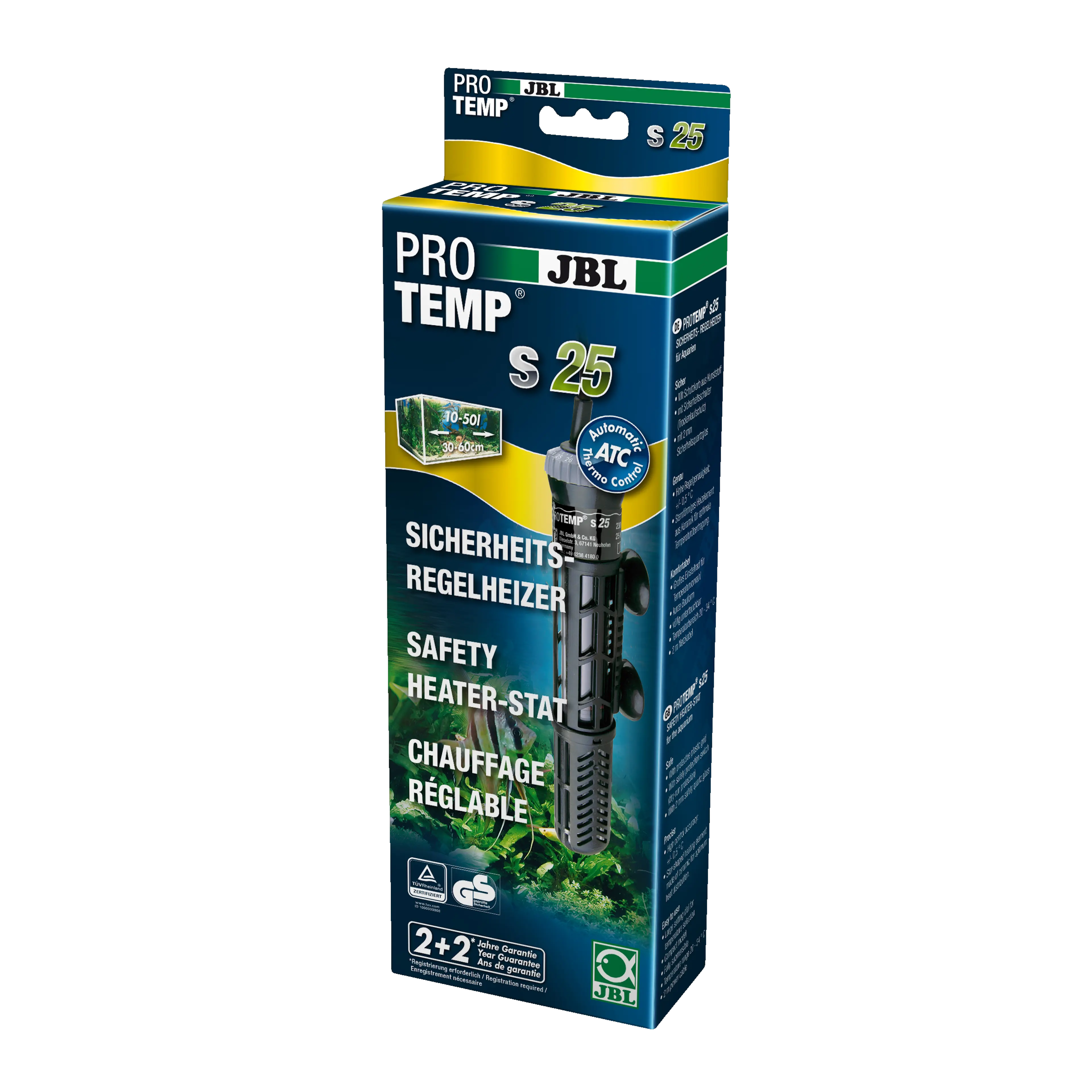 Heater for optimal temperature control in aquariums with a capacity of 10–50 litres (30–60 cm in length)