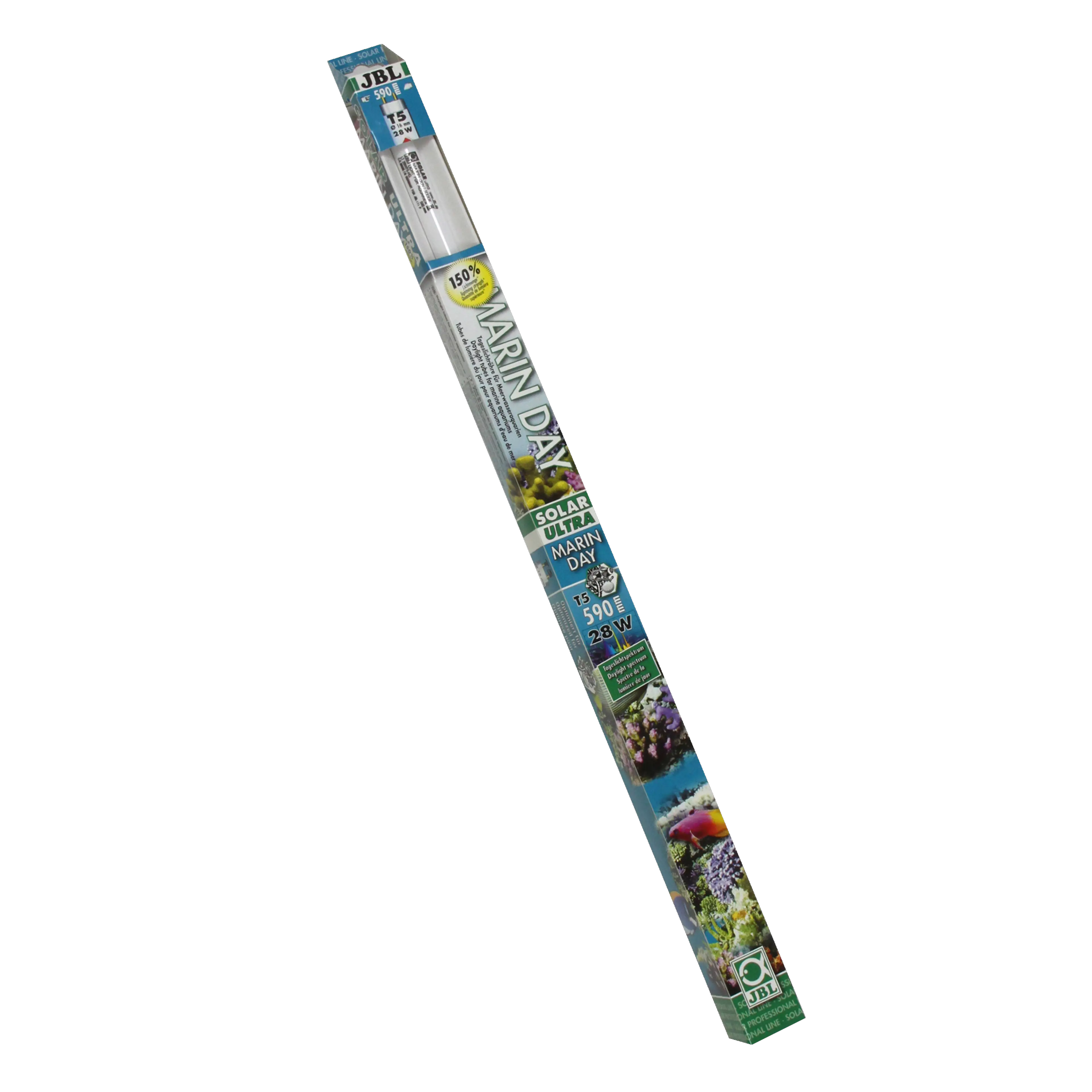 Fluorescent tube for promoting optimal growth of corals and other invertebrates in saltwater aquariums