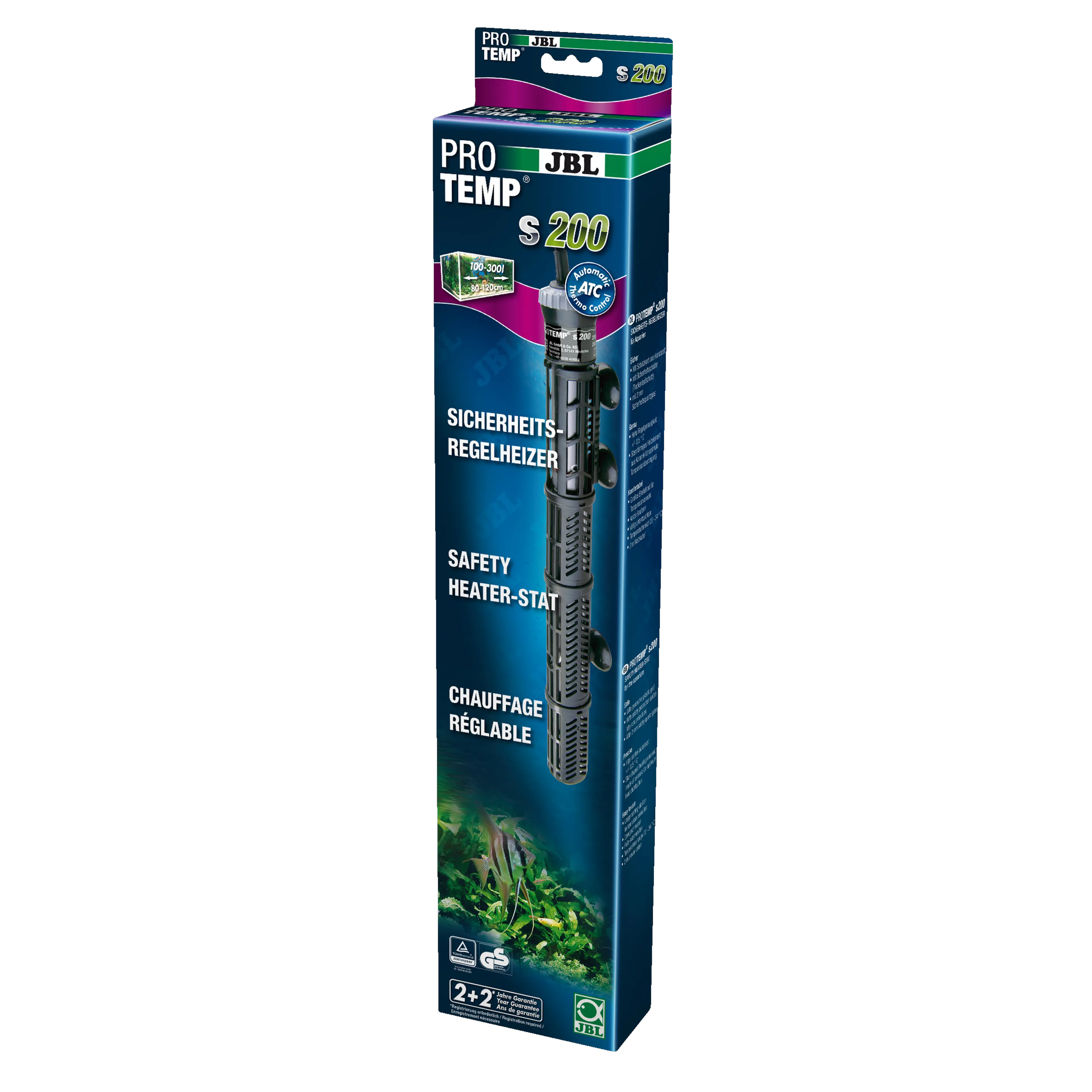 Heater for optimal temperature control in aquariums with a capacity of 100–300 litres (80–120 cm in length)